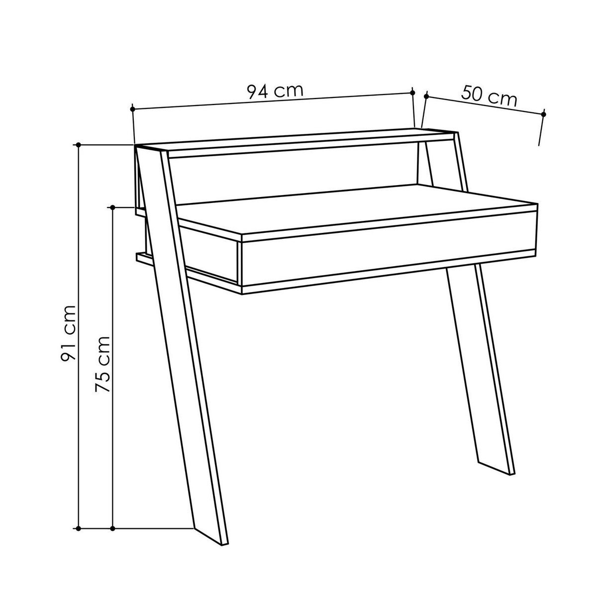 TOILINUX Bureau console mural Cowork en MDF - L. 94 x H. 91 cm - Blanc