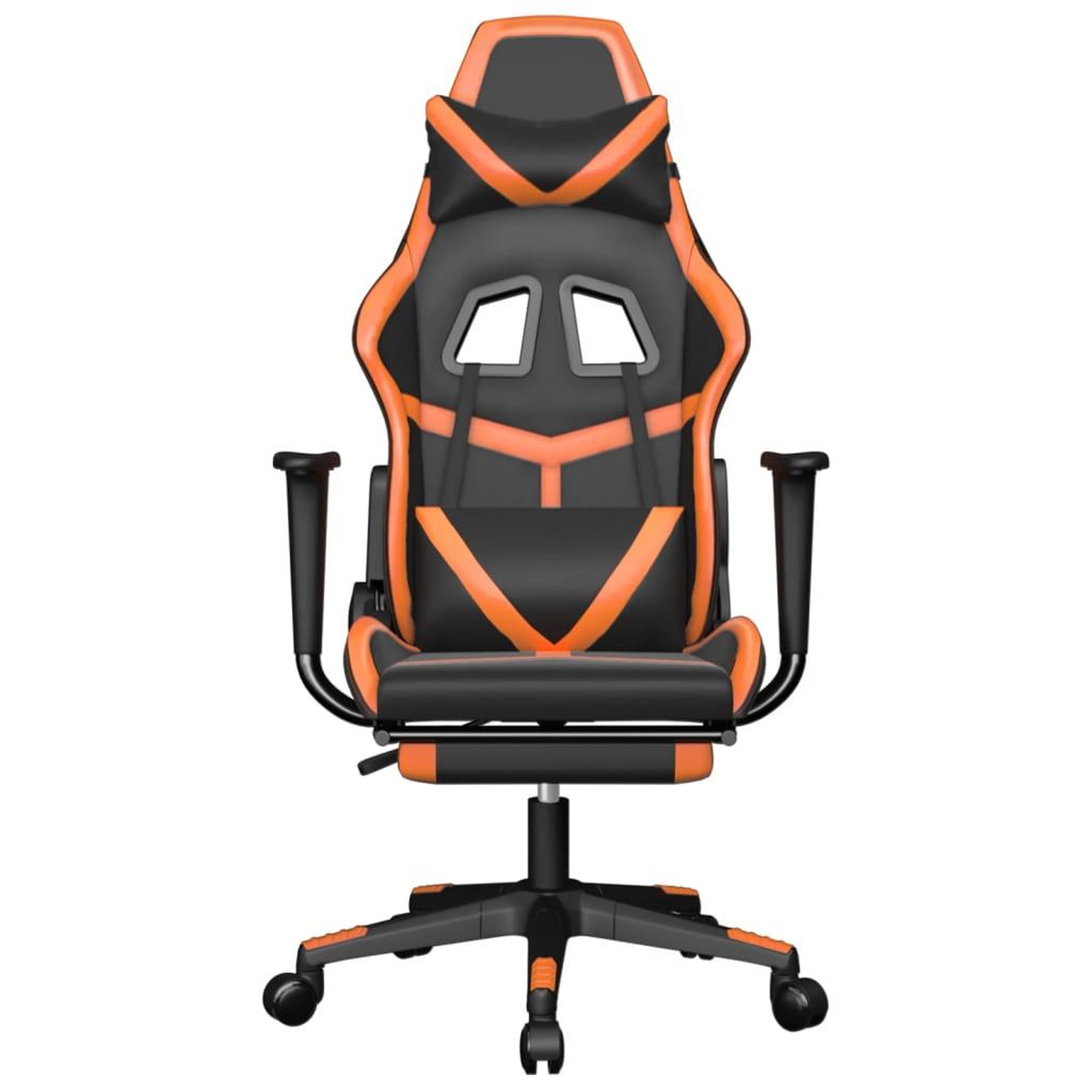 Voir la diapositive 3 : VIDAXL Chaise de jeu avec repose-pied Noir et orange Similicuir