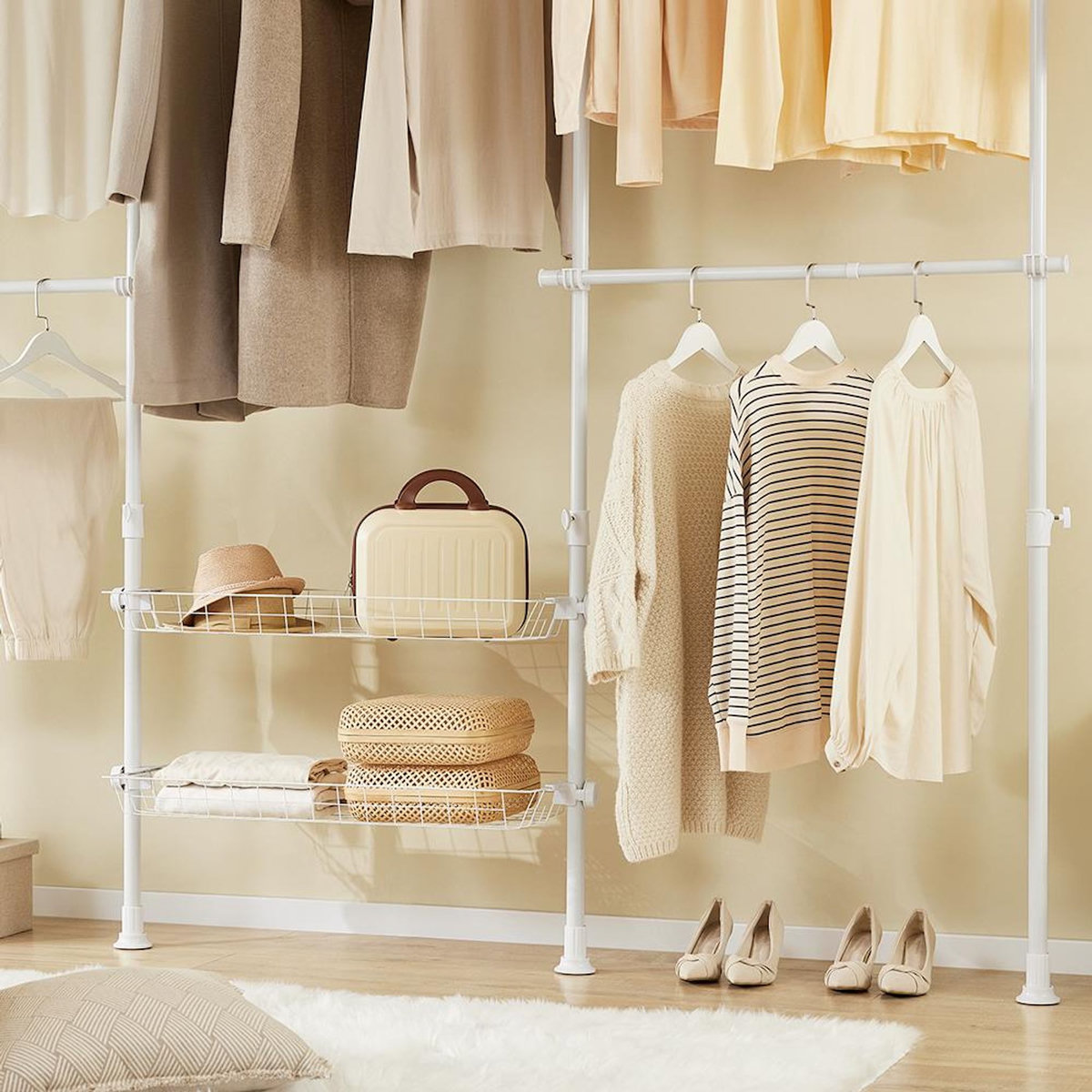 SOBUY SoBuy - Portemanteau Sur Pied à deux étagères - Fonctionnel - KLS04-II