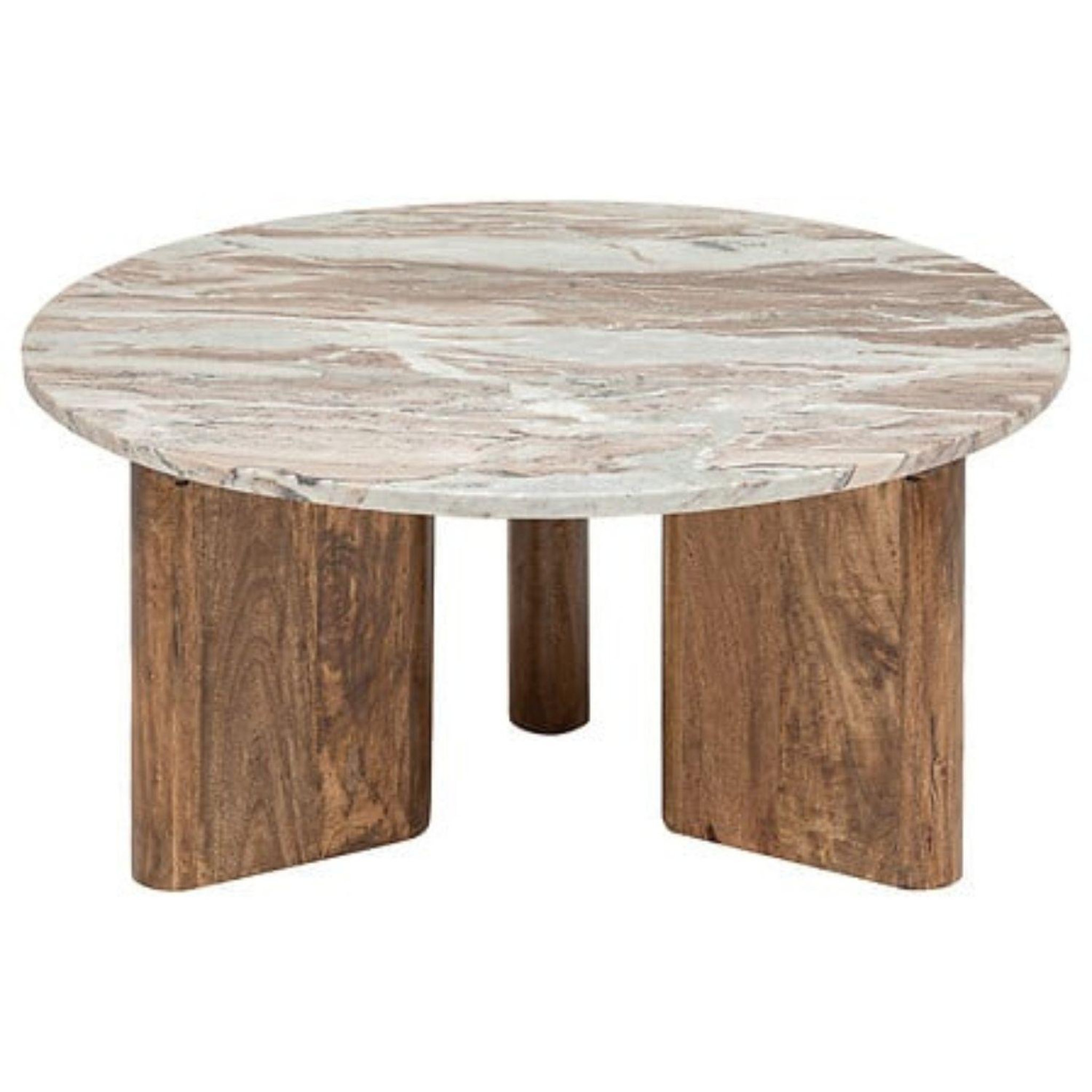 ATMOSPHERA Table basse en marbre et manguier coppa - beige