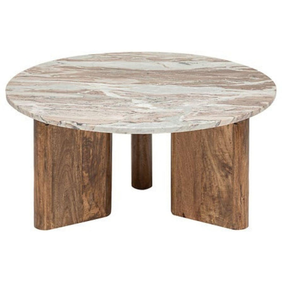 ATMOSPHERA Table basse en marbre et manguier COPPA - Beige