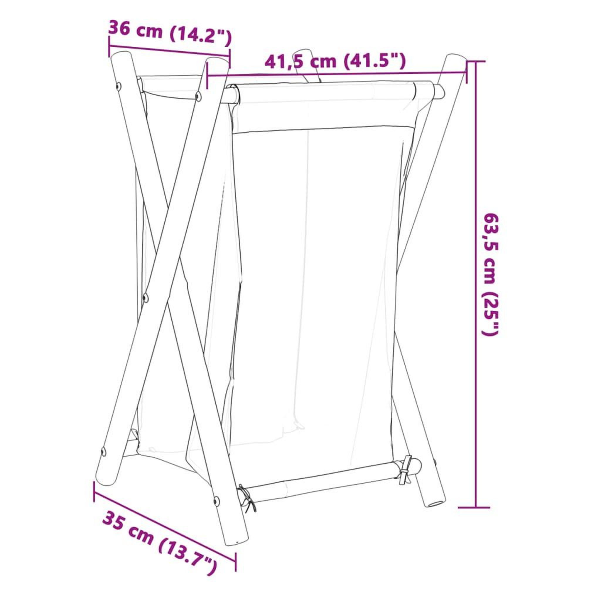 Voir la diapositive 6 : VIDAXL Panier a linge blanc creme 41,5x36x63,5 cm bambou
