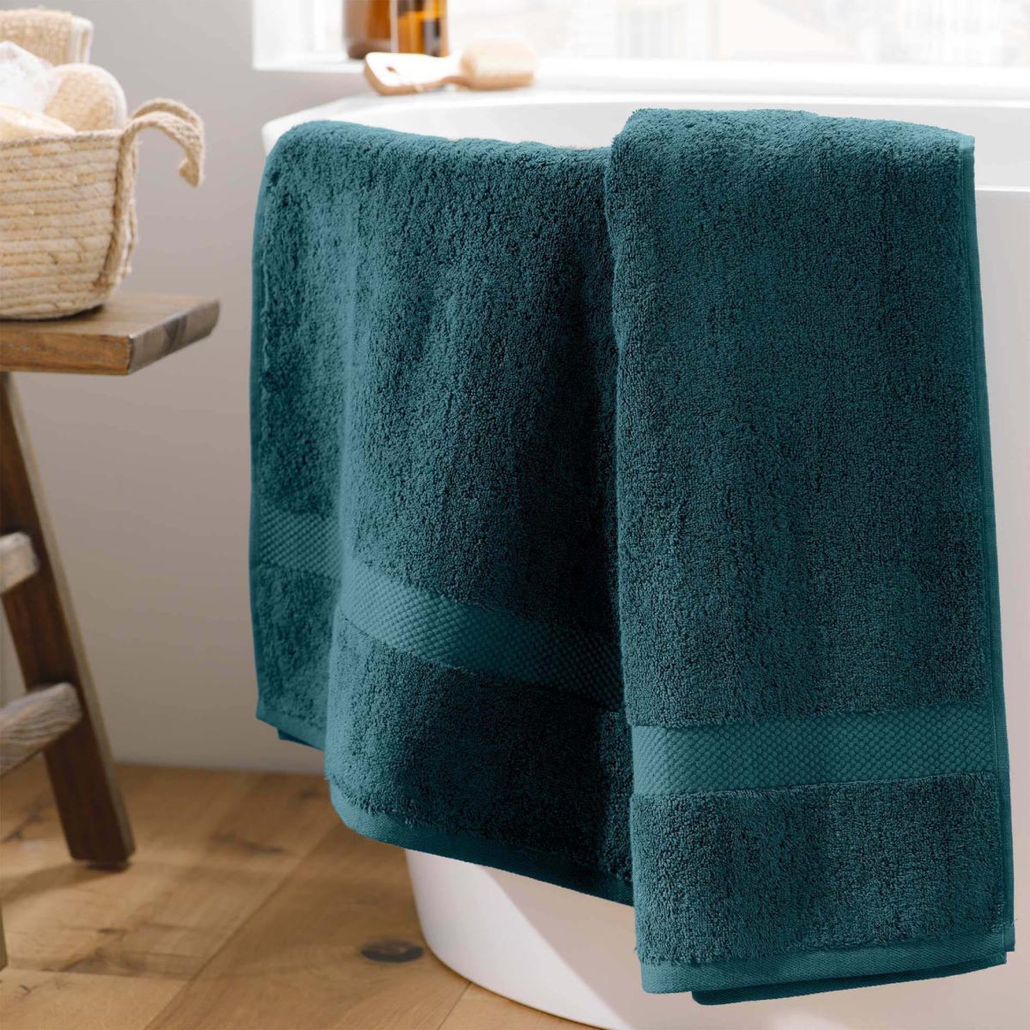 Voir la diapositive 5 : Douceur d'Intérieur Drap de bain  elegance  90x150cm bleu