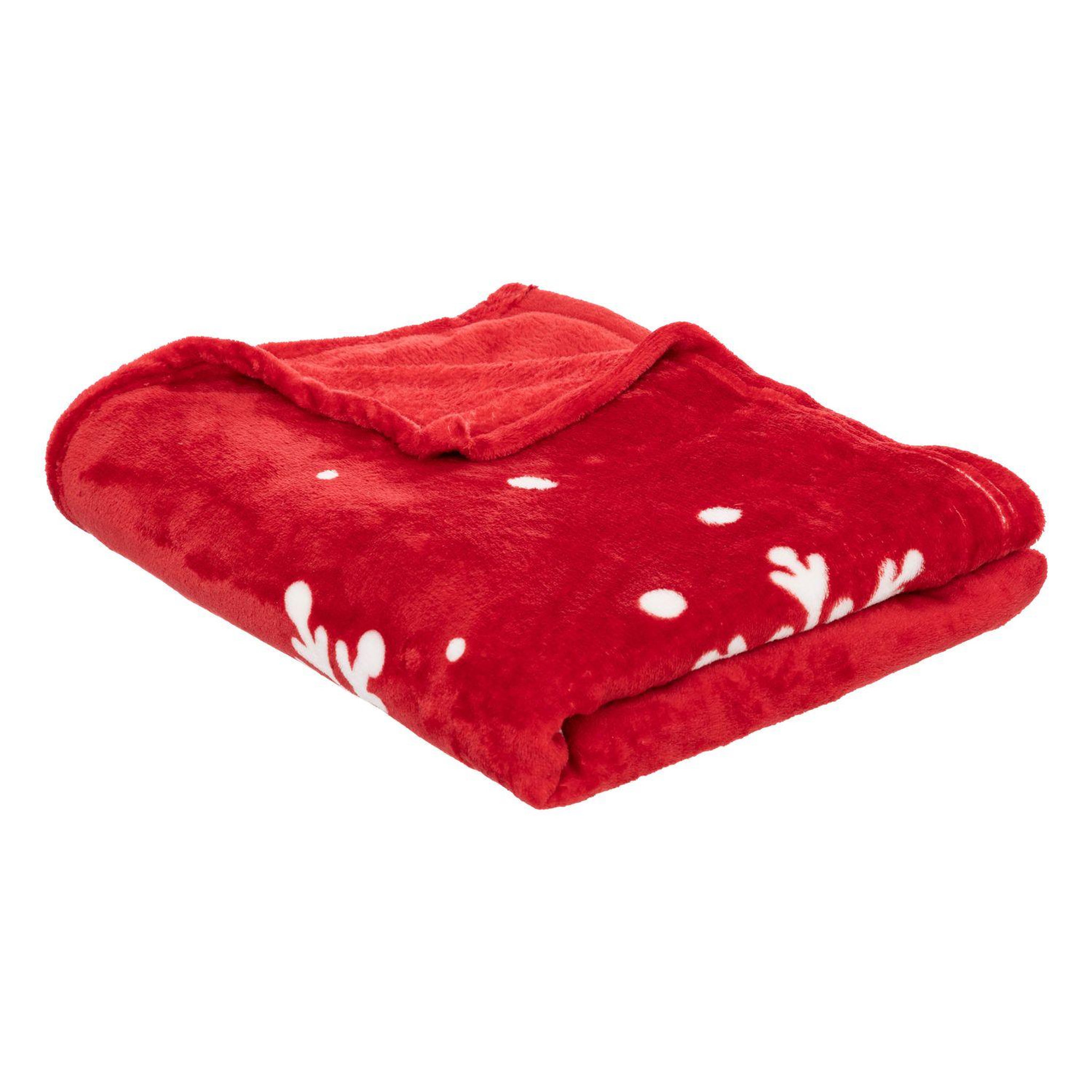 FEERIC LIGHT & CHRISTMAS Plaid de noël motif merry christmas - 130 x 180 cm - rouge