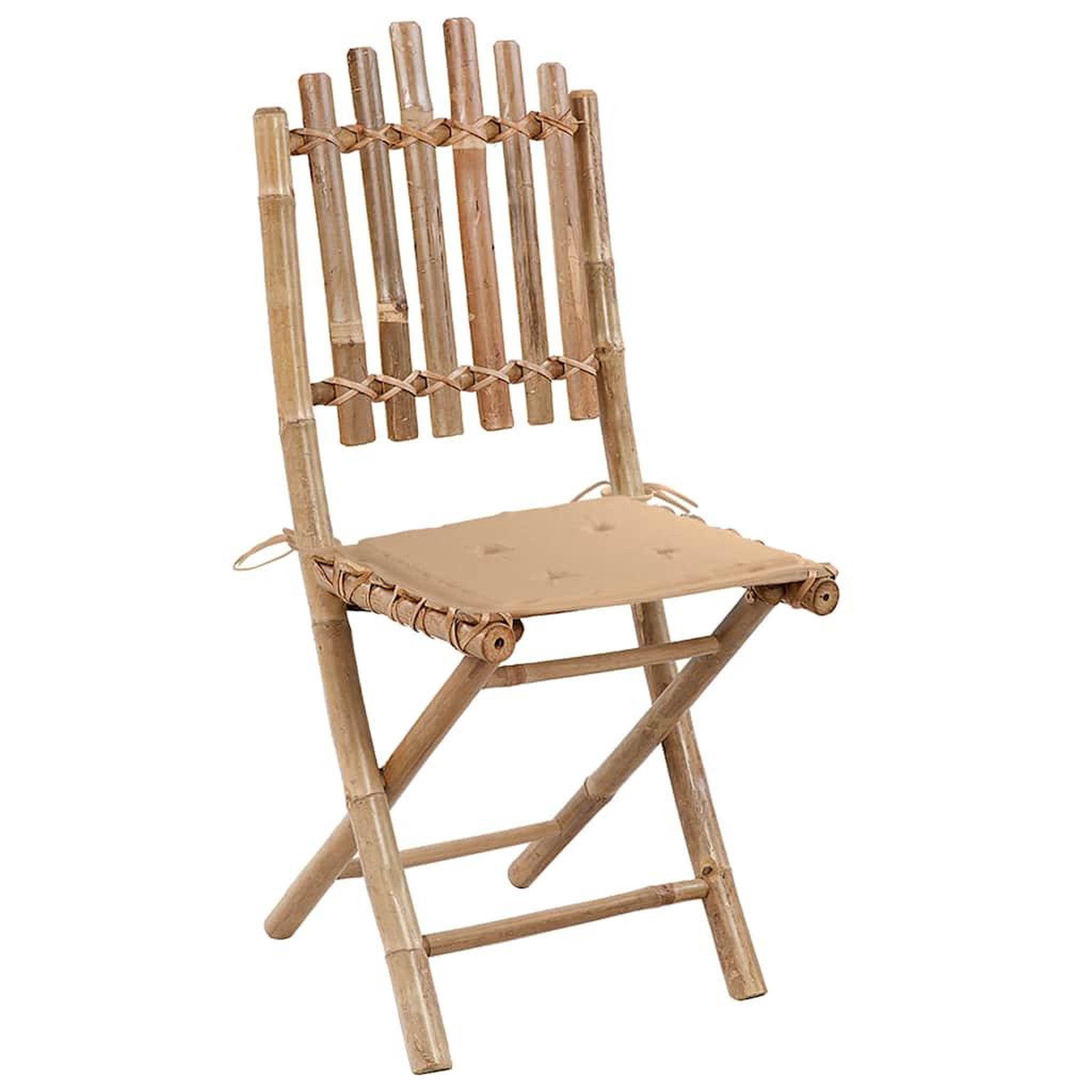 Voir la diapositive 3 : VIDAXL Mobilier a dîner d'exterieur pliable 5 pcs avec coussins bambou