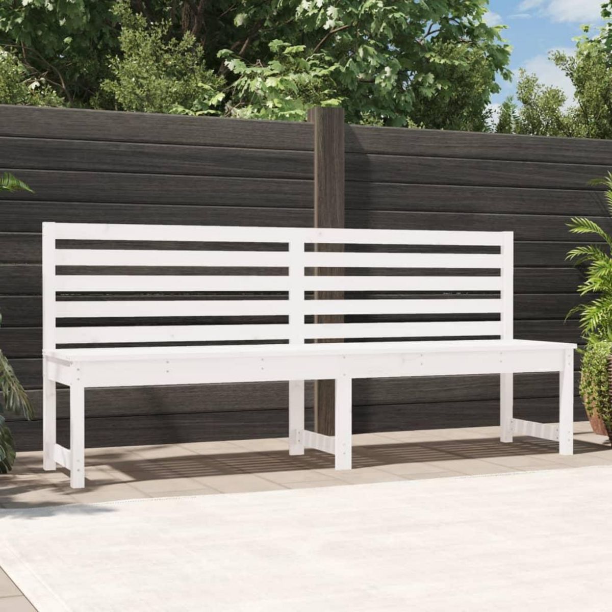 VIDAXL Banc de jardin blanc 201,5 cm bois massif de pin