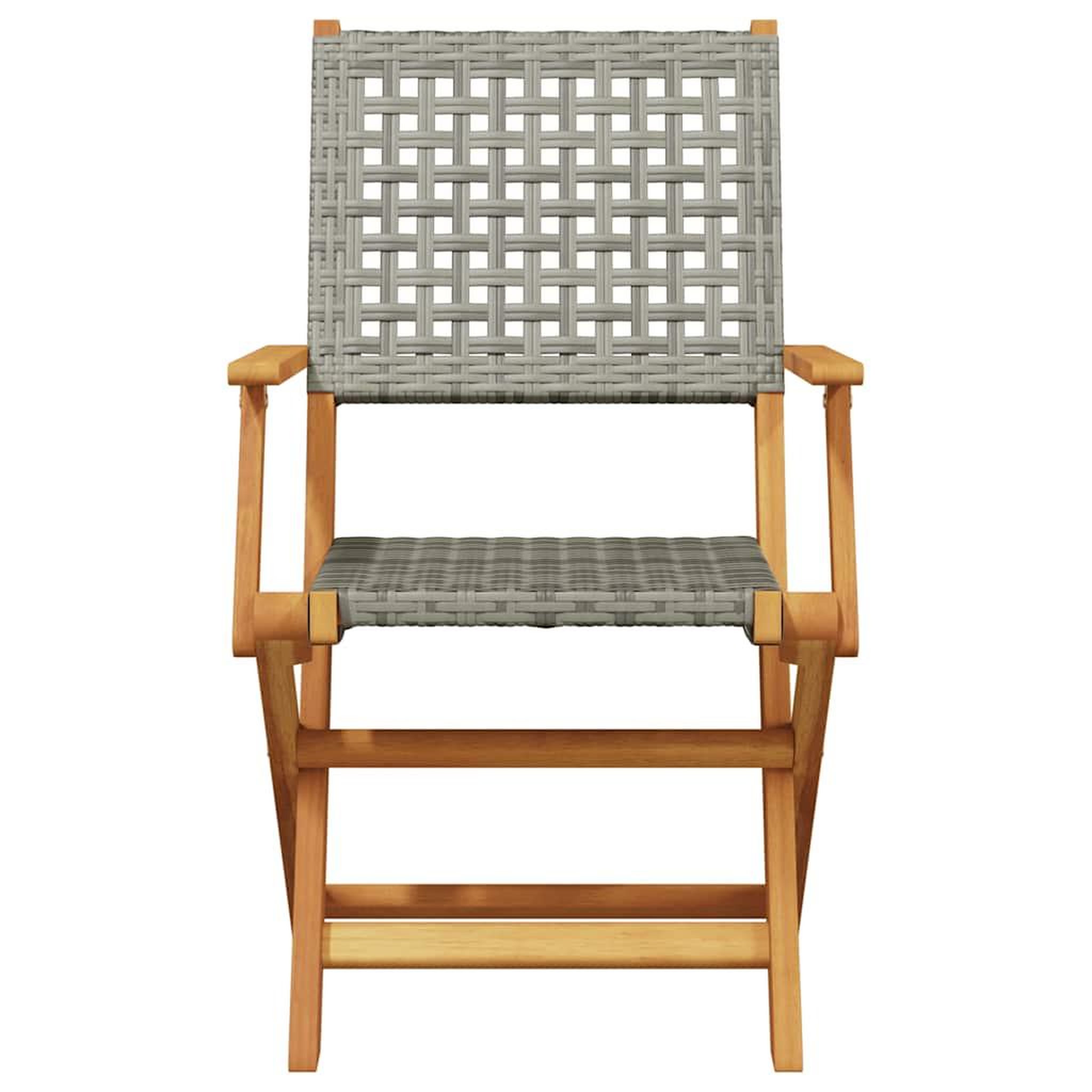Voir la diapositive 4 : VIDAXL Chaises de jardin pliantes lot de 8 gris poly rotin bois massif
