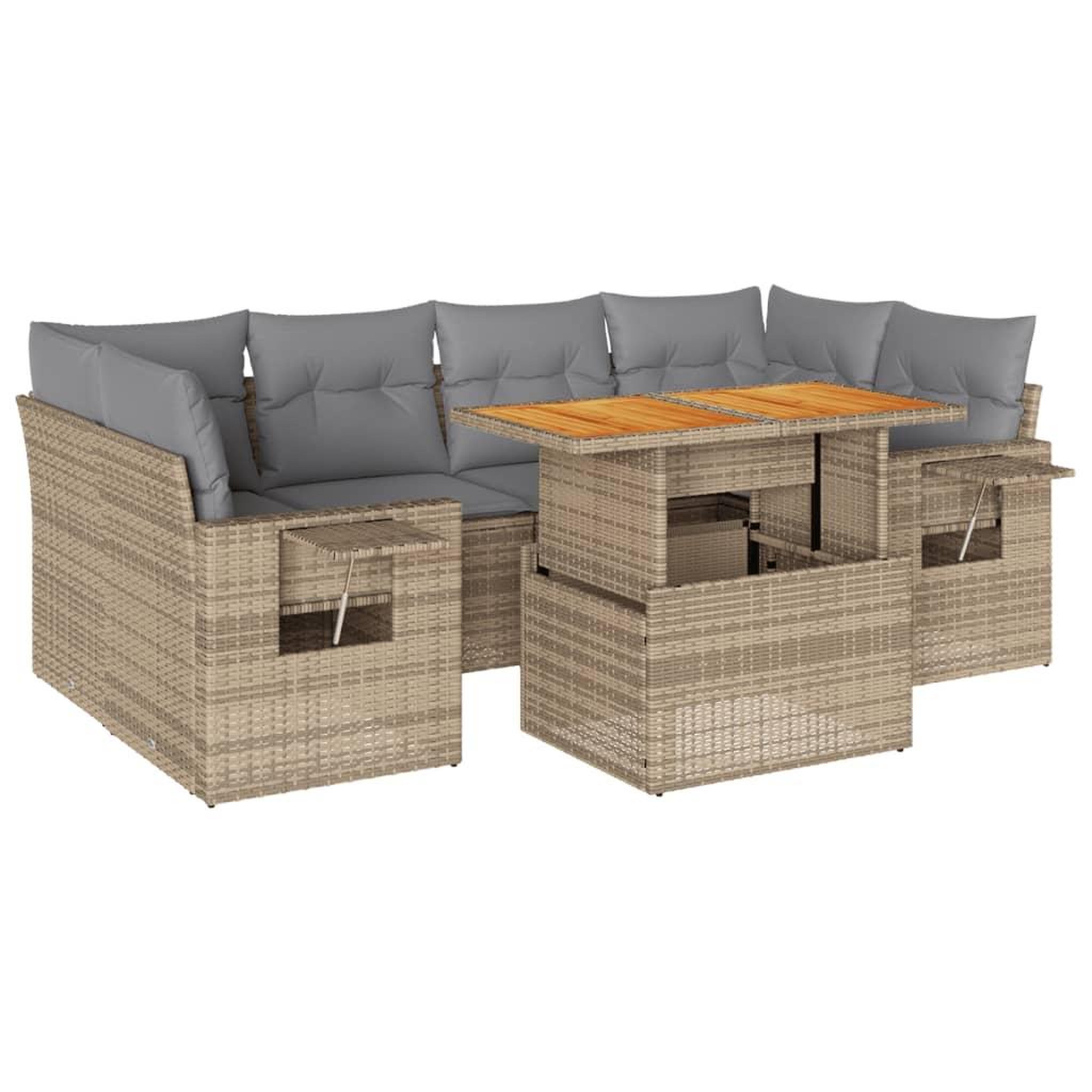 Voir la diapositive 2 : VIDAXL Salon de jardin avec coussins 7 pcs beige resine tressee