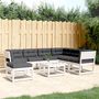 Voir la diapositive 1 : VIDAXL Salon de jardin 7 pcs avec coussins blanc bois de pin massif