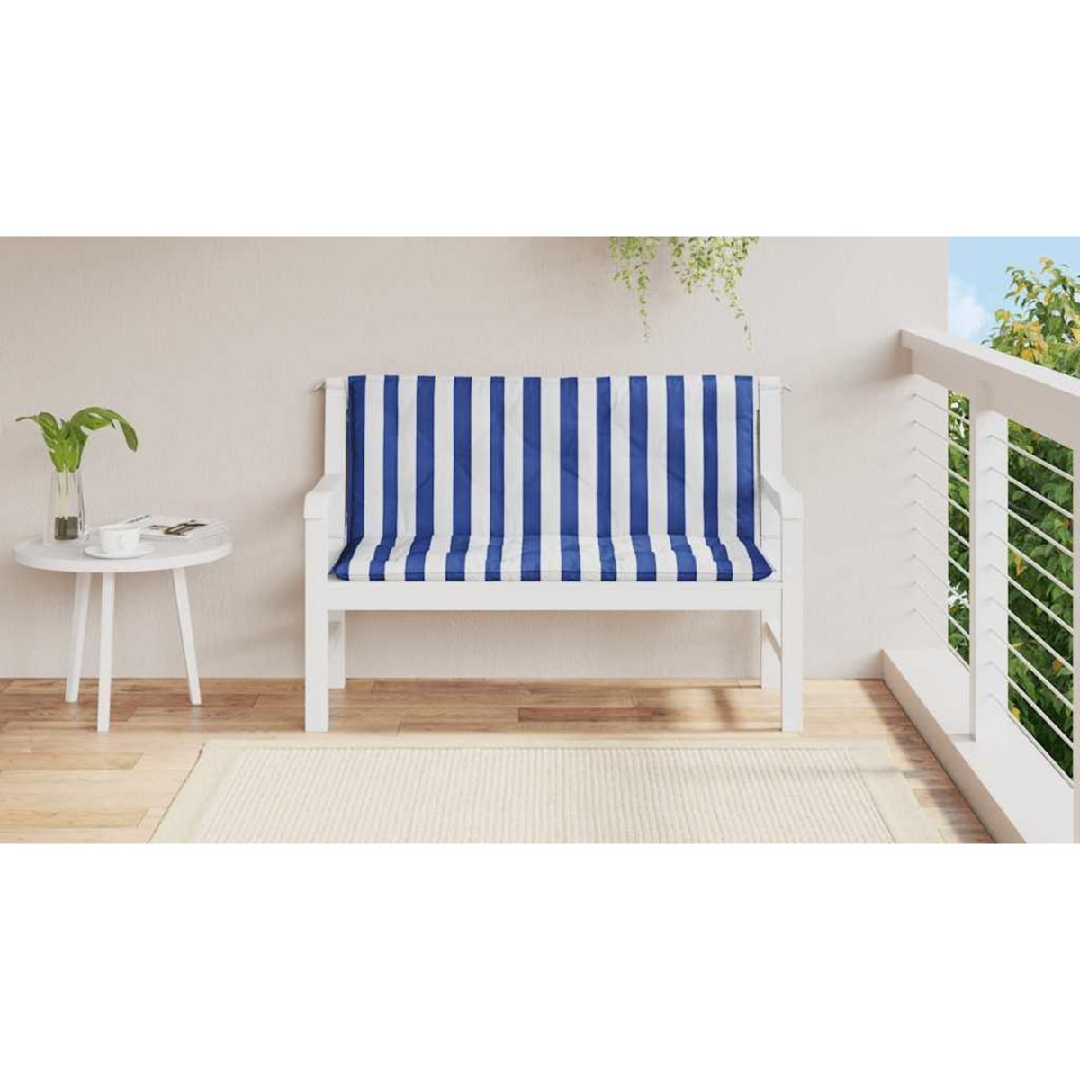 VIDAXL Coussins de banc de jardin lot de 2 rayures bleues et blanches
