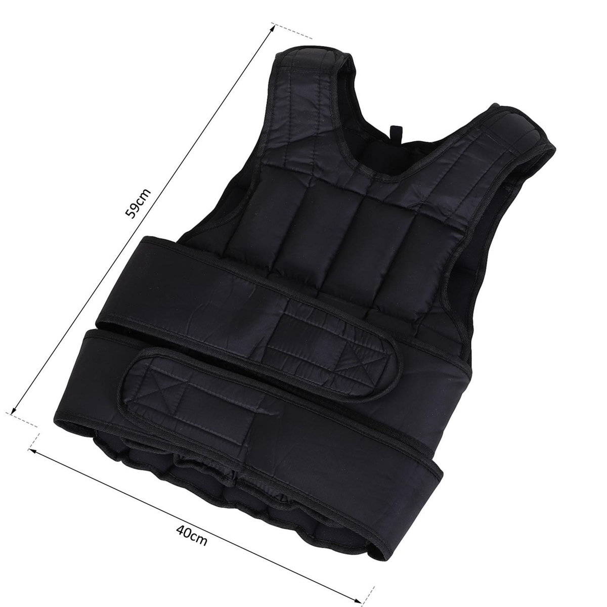 HOMCOM Gilet lesté réglable veste lestée 20 Kg max. poids amovibles entrainement musculation exercice boxe oxford noir