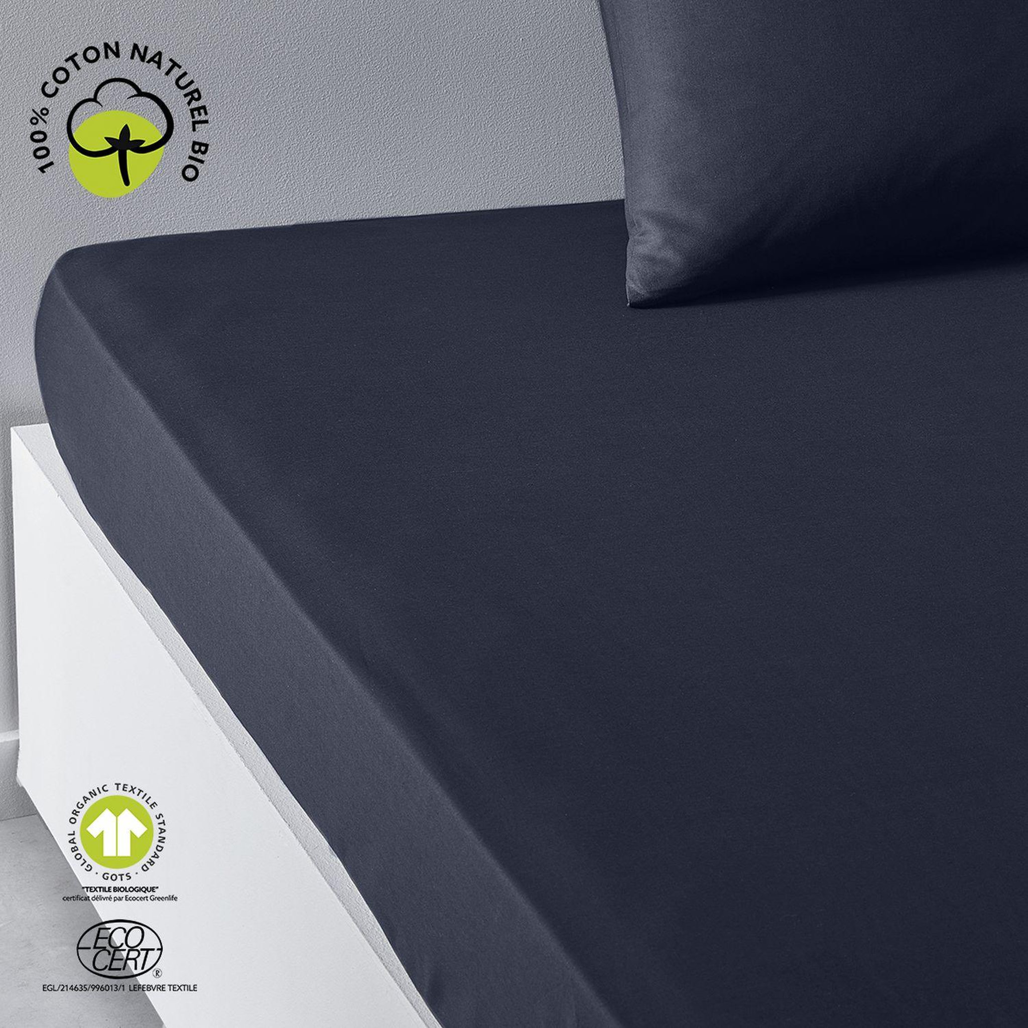 Voir la diapositive 2 : Today Drap housse 2 places - 100% coton BIO