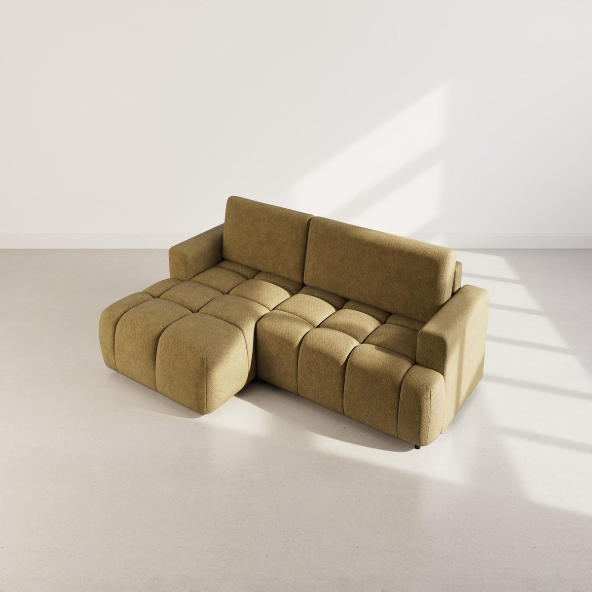 BEST MOBILIER Leonie - canapé d'angle gauche 4 places convertible avec coffre en velours texturé