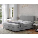 BEST MOBILIER Rafaela - lit boxspring - 160x200 - coffres et surmatelas inclus - en velours. Coloris disponibles : Beige, Bleu, Vert, Rose, Gris