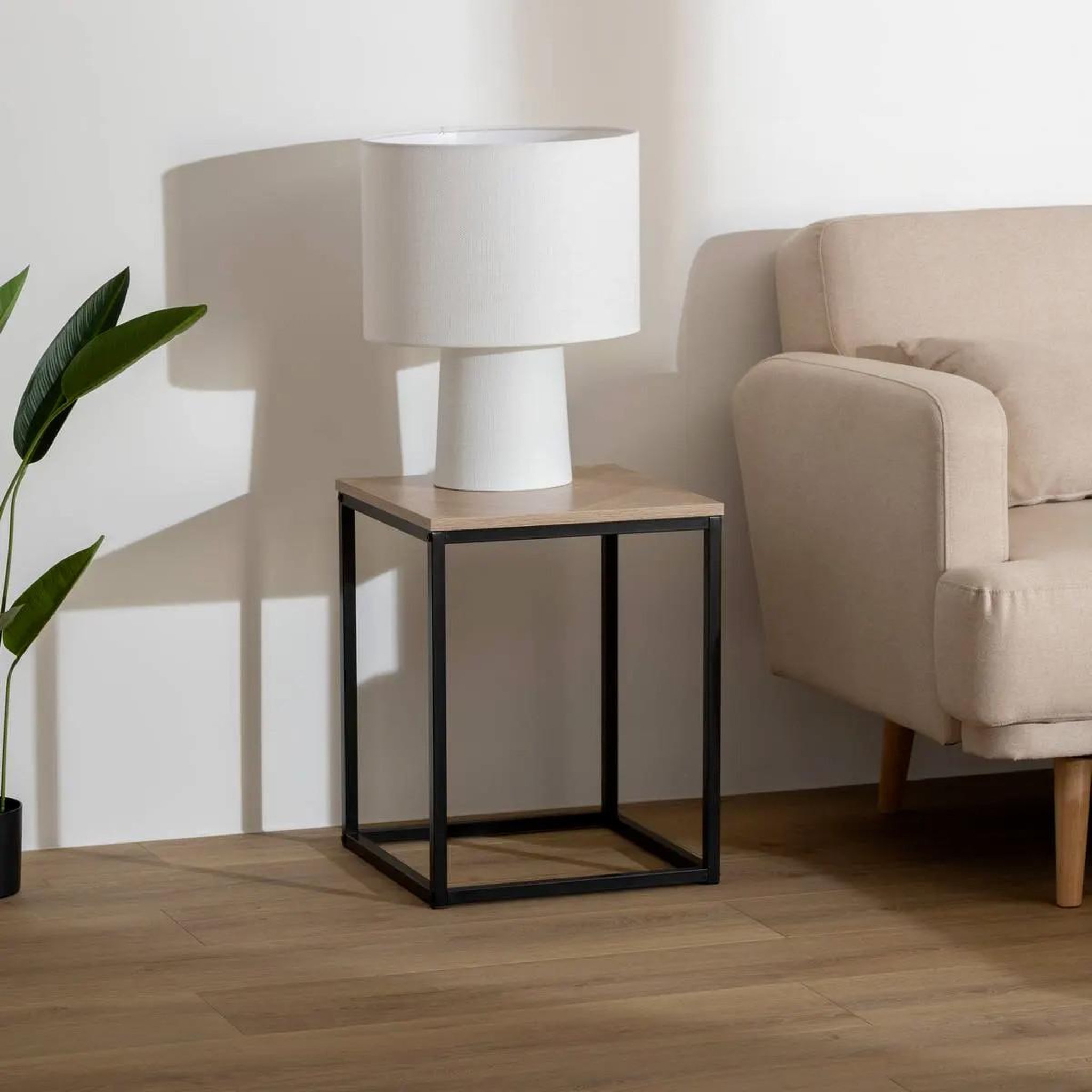 Voir la diapositive 3 : FIVE Table d'appoint bout de canapé  chevrons  50cm naturel & noir