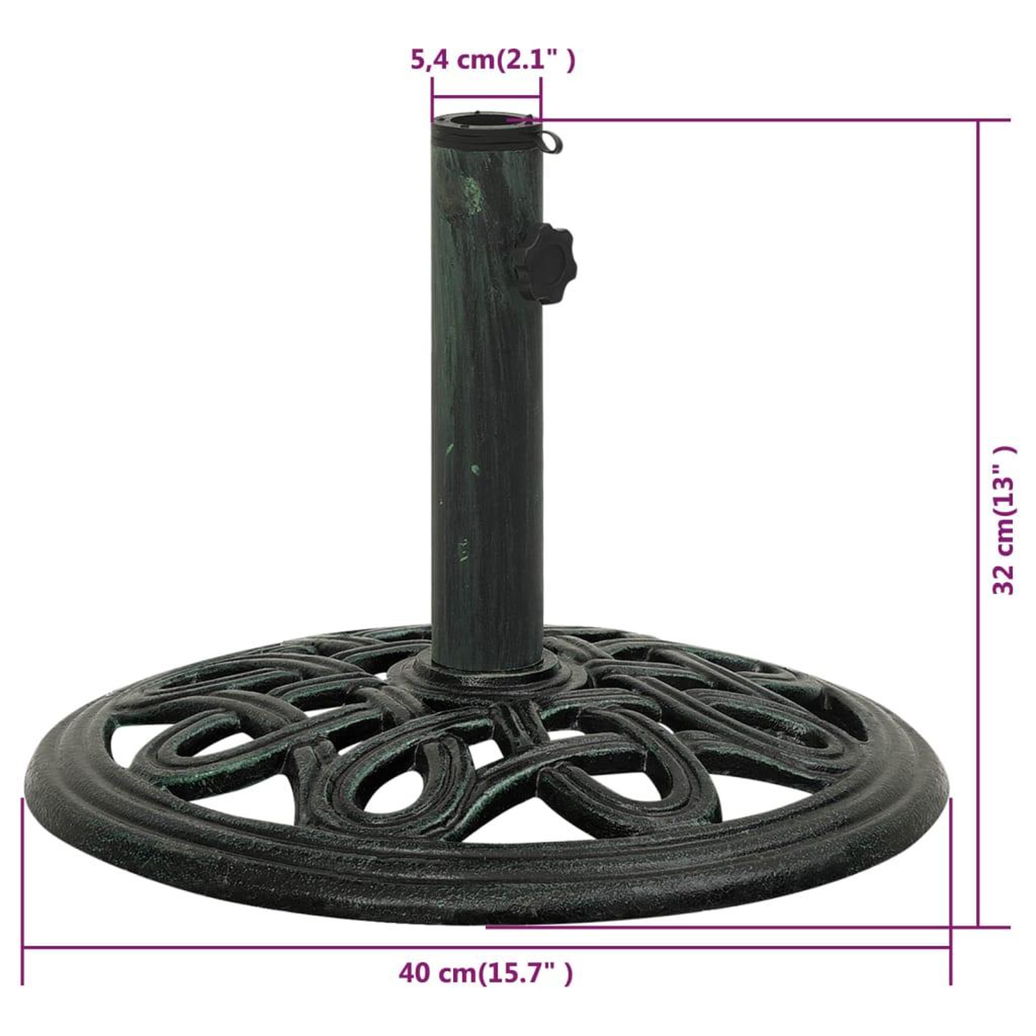 Voir la diapositive 6 : VIDAXL Socle de parasol Vert 40x40x32 cm Fonte