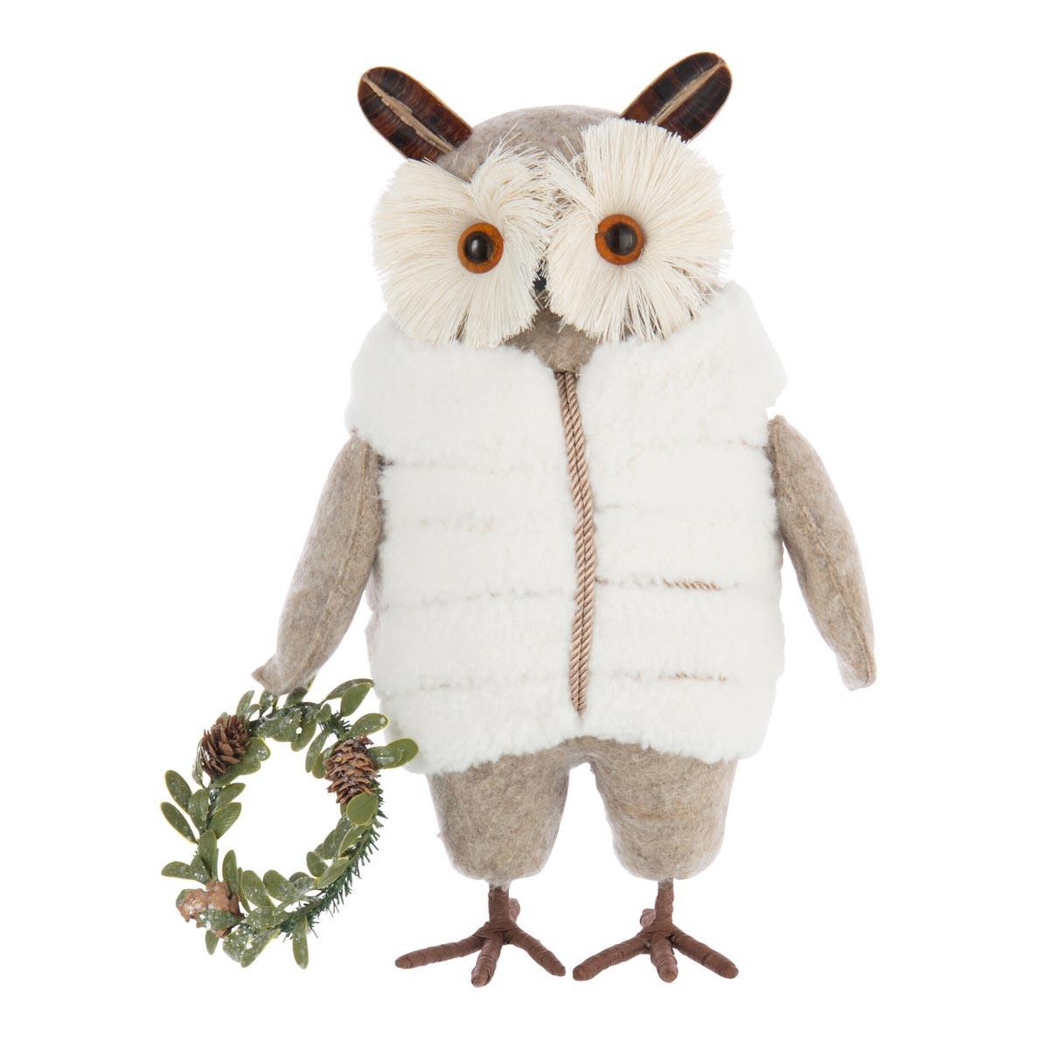 J-LINE Statuette hibou  manteau  35cm multicolore