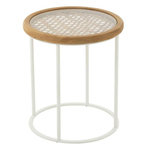 Paris Prix Table d'Appoint en Bois  Mati  56cm Naturel & Blanc