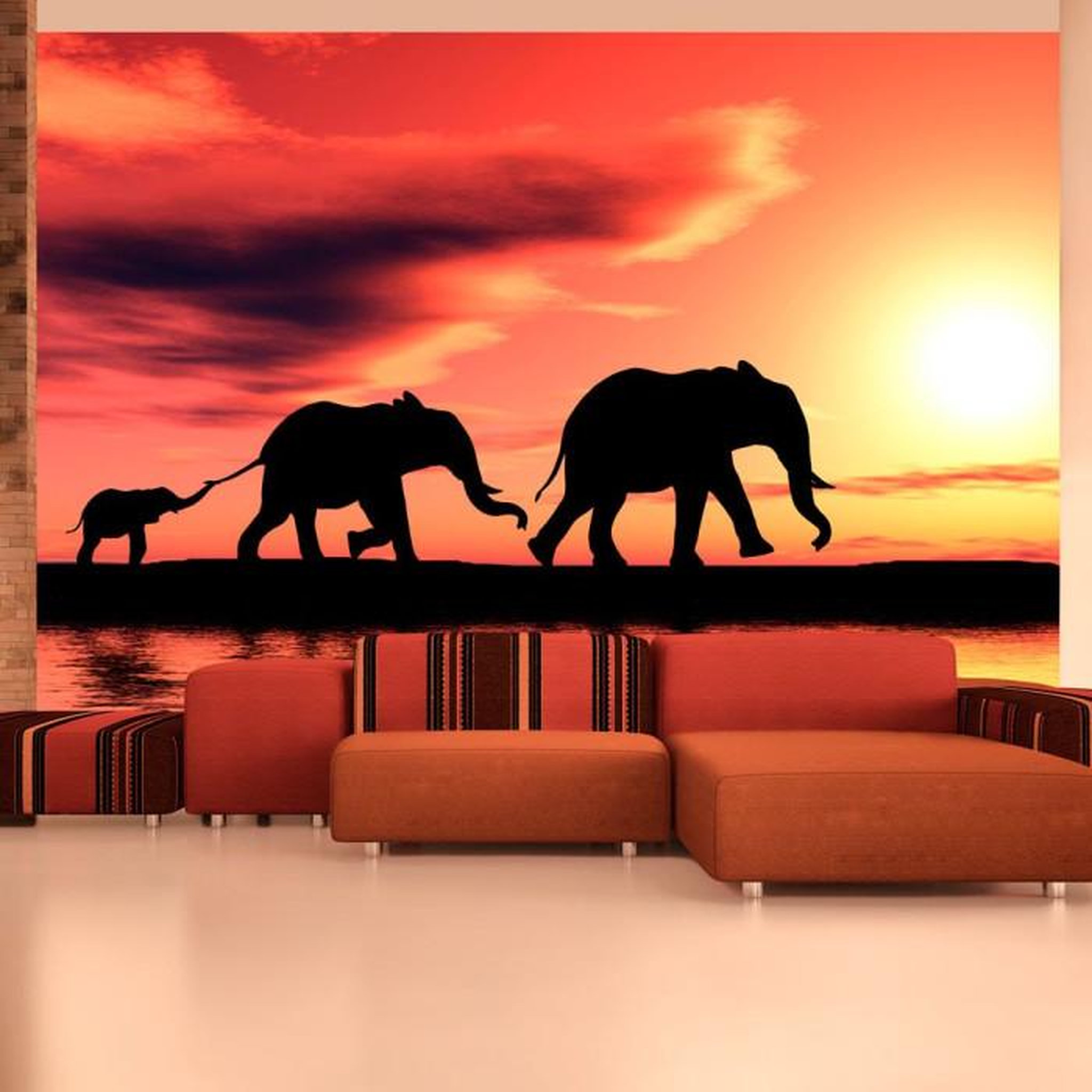 Paris Prix Papier Peint  Famille Eléphants. Coloris disponibles : Multicolore