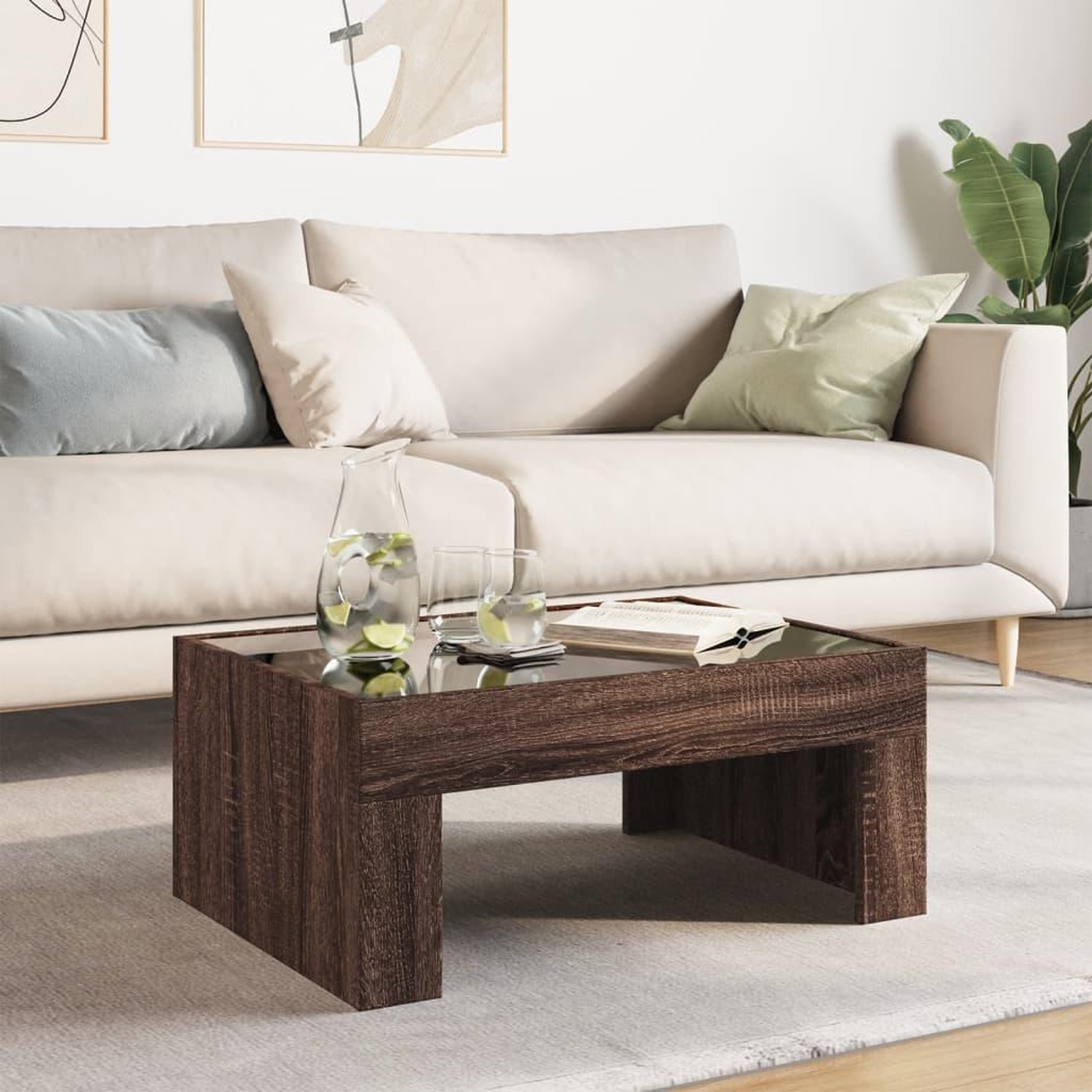 Voir la diapositive 4 : VIDAXL Table basse avec LED infini chene marron 70x50x30 cm