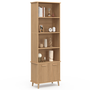 Voir la diapositive 1 : ID MARKET Etagère bibliothèque 4 niveaux avec placard JULIETTE lattes tasseau bois coloris chêne