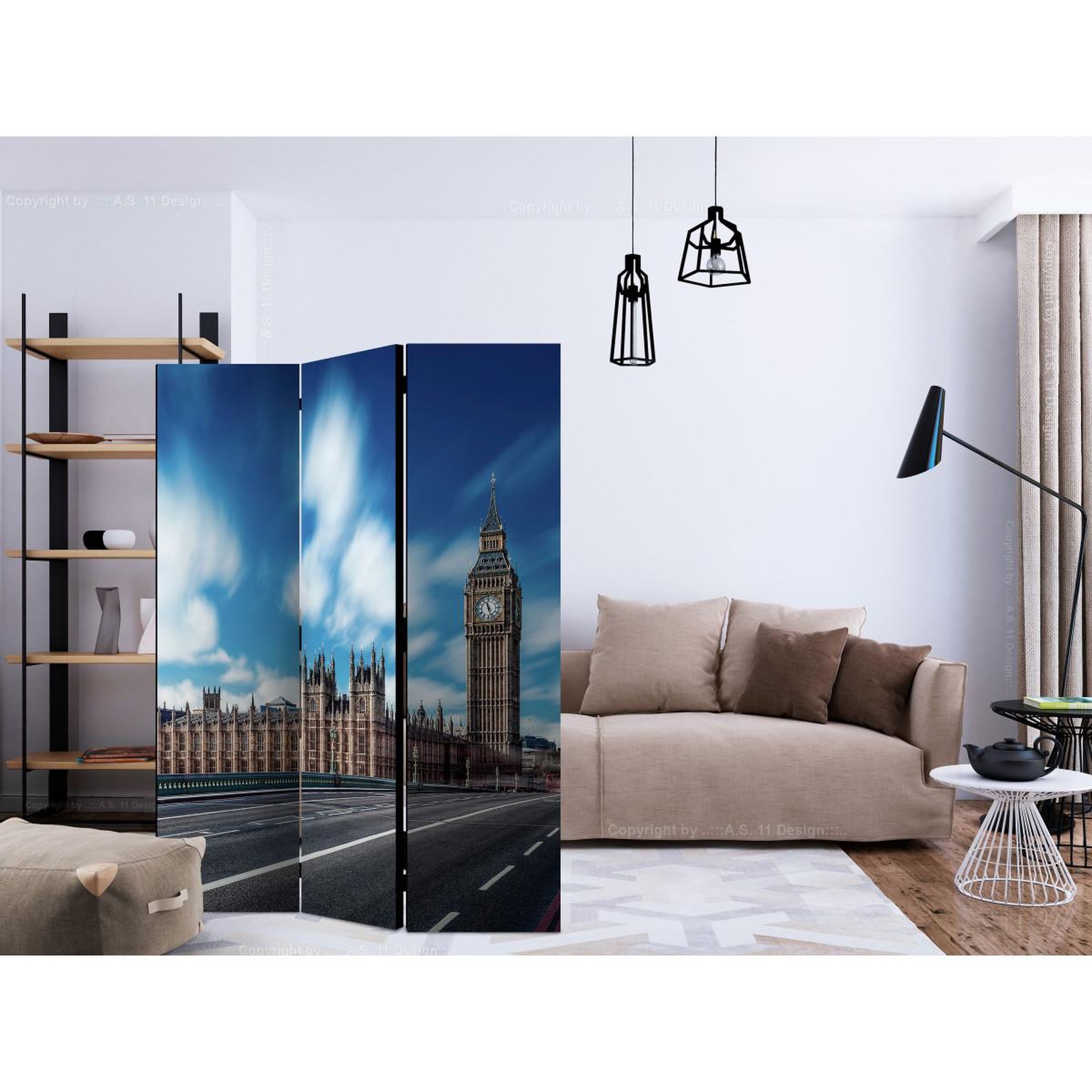 Voir la diapositive 2 : Paris Prix Paravent 3 volets  sunny london  135x172cm