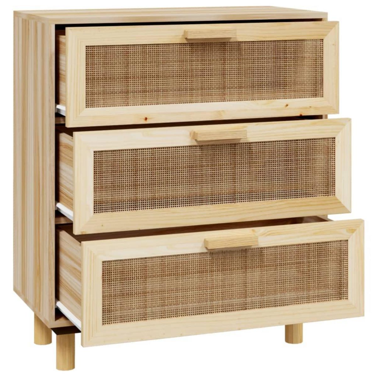 VIDAXL Buffet Marron 60x30x70 cm Bois de pin massif et rotin naturel