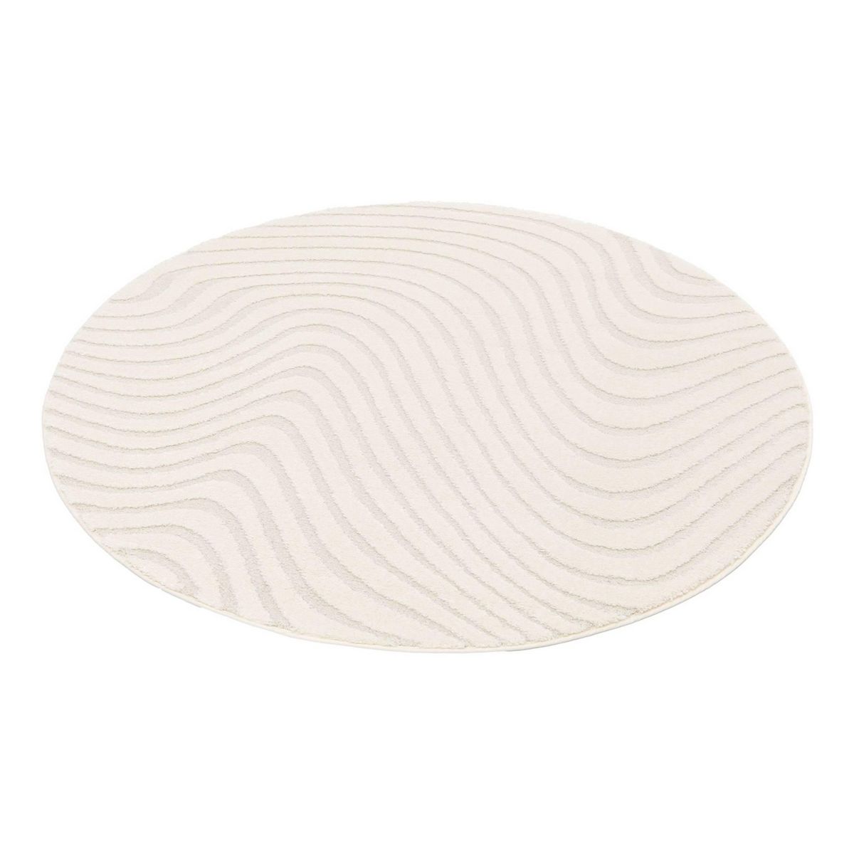 SWEEEK Tapis rond intérieur motifs ondulations en relief crème Ø160cm