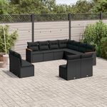 VIDAXL Salon de jardin 11 pcs avec coussins noir resine tressee