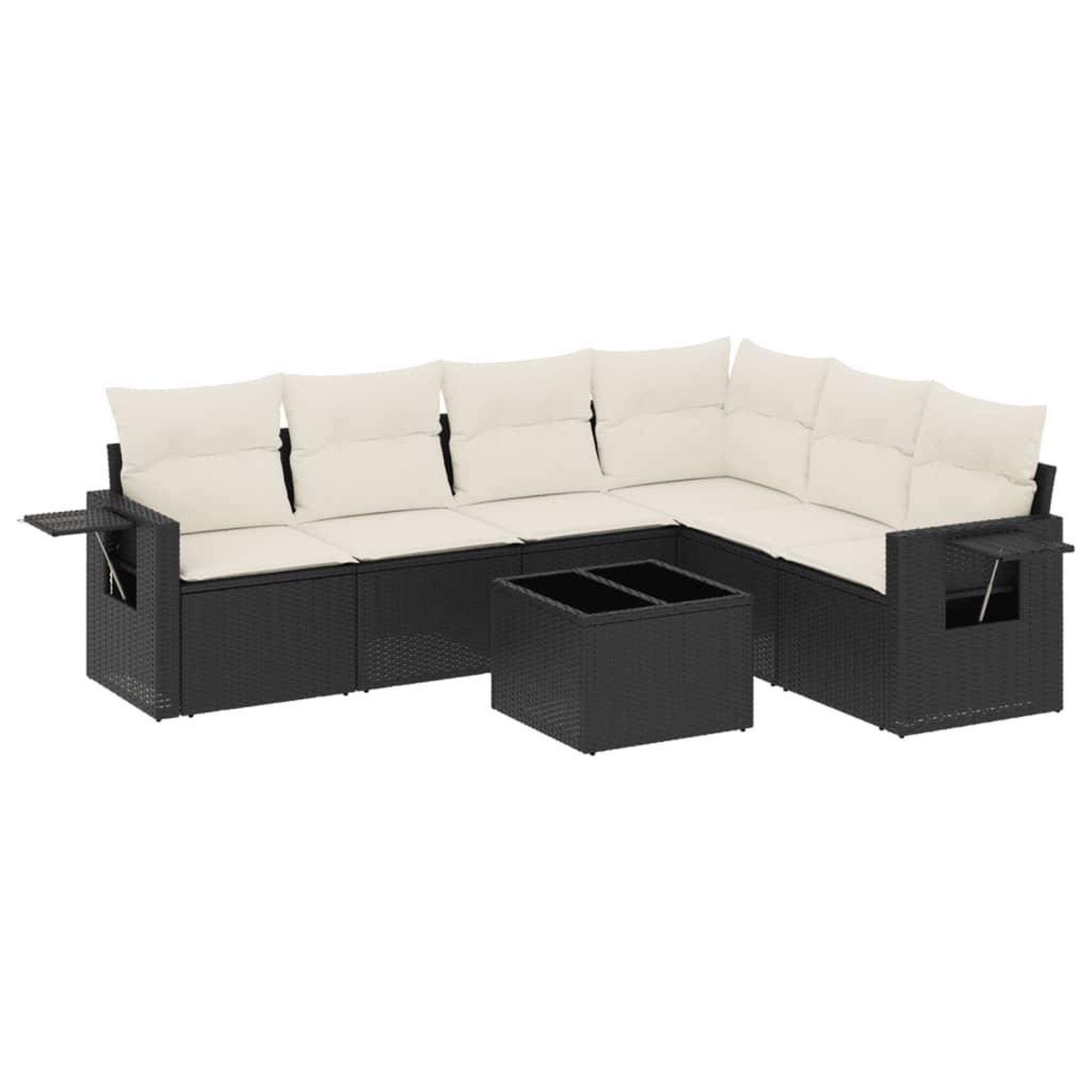 Voir la diapositive 2 : VIDAXL Salon de jardin 7 pcs avec coussins noir resine tressee