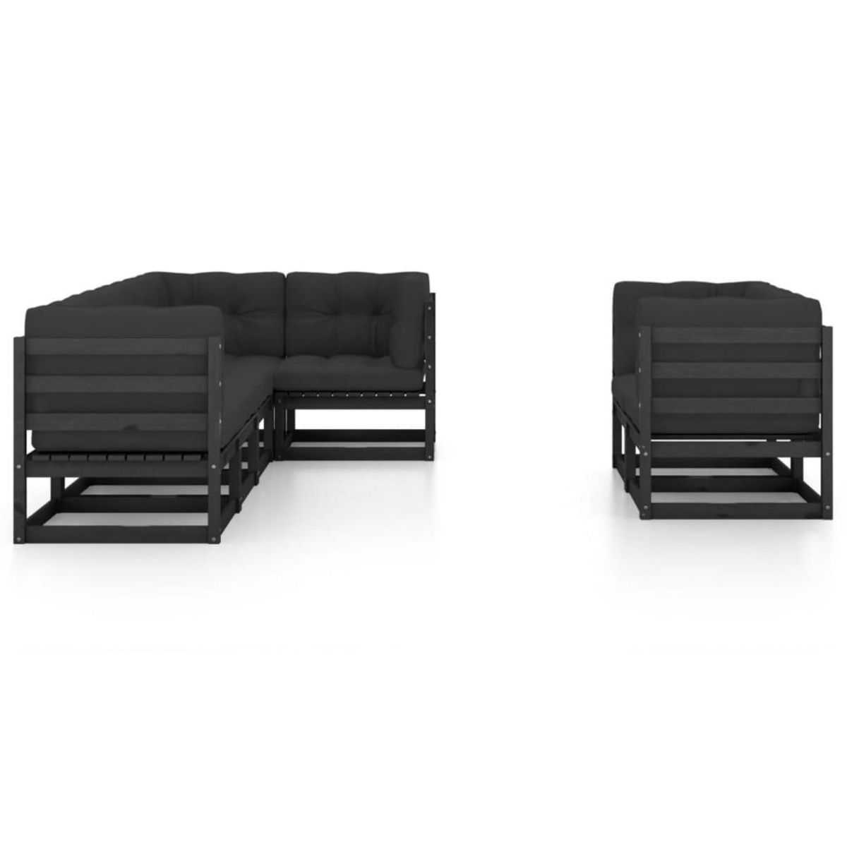 VIDAXL Salon de jardin 7 pcs avec coussins Bois de pin massif