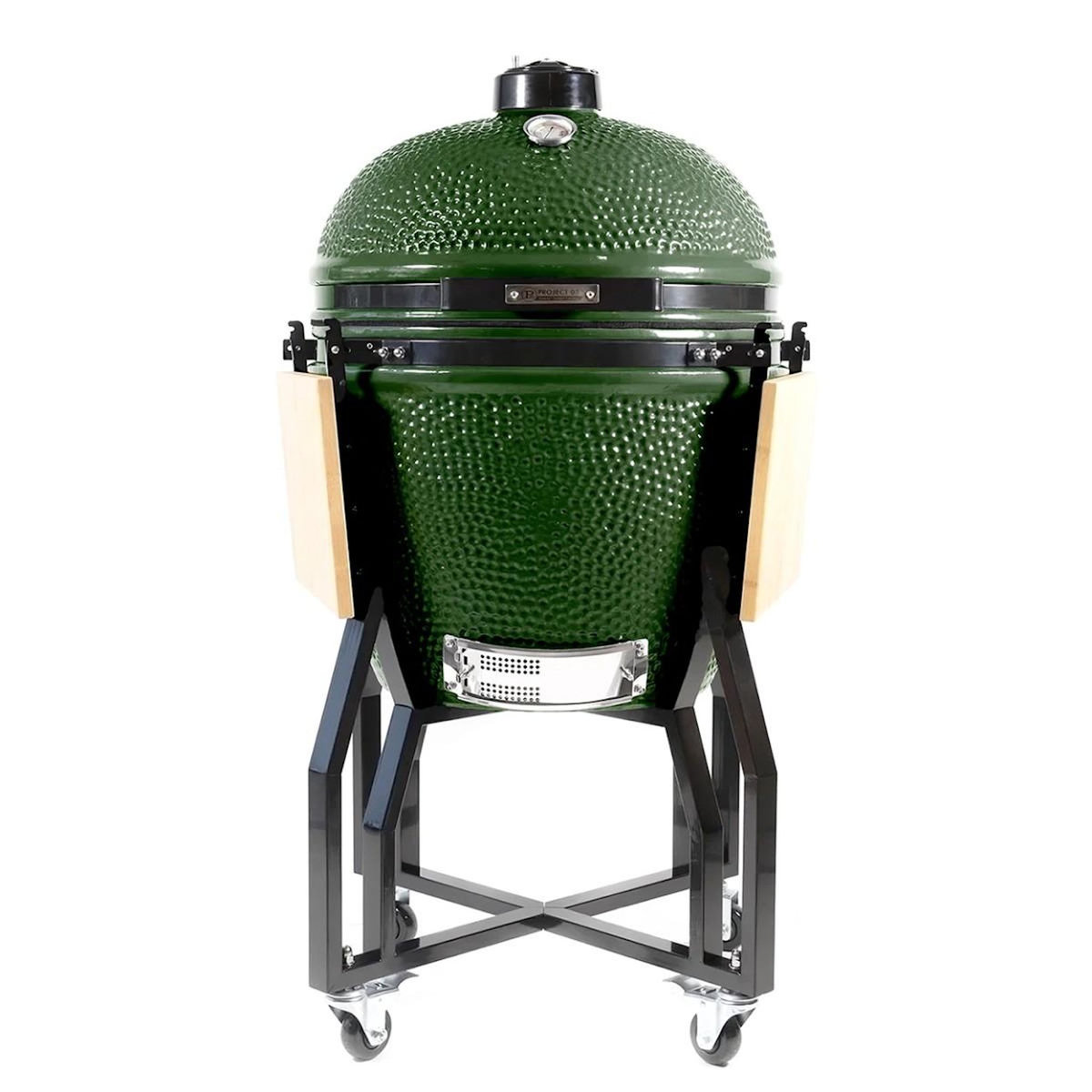 INTEC Barbecue à charbon Kamado Vert Céramique Ø 56cm 22  Grill Exterieur 122.1 x 69.6 x 117.4cm INTEC