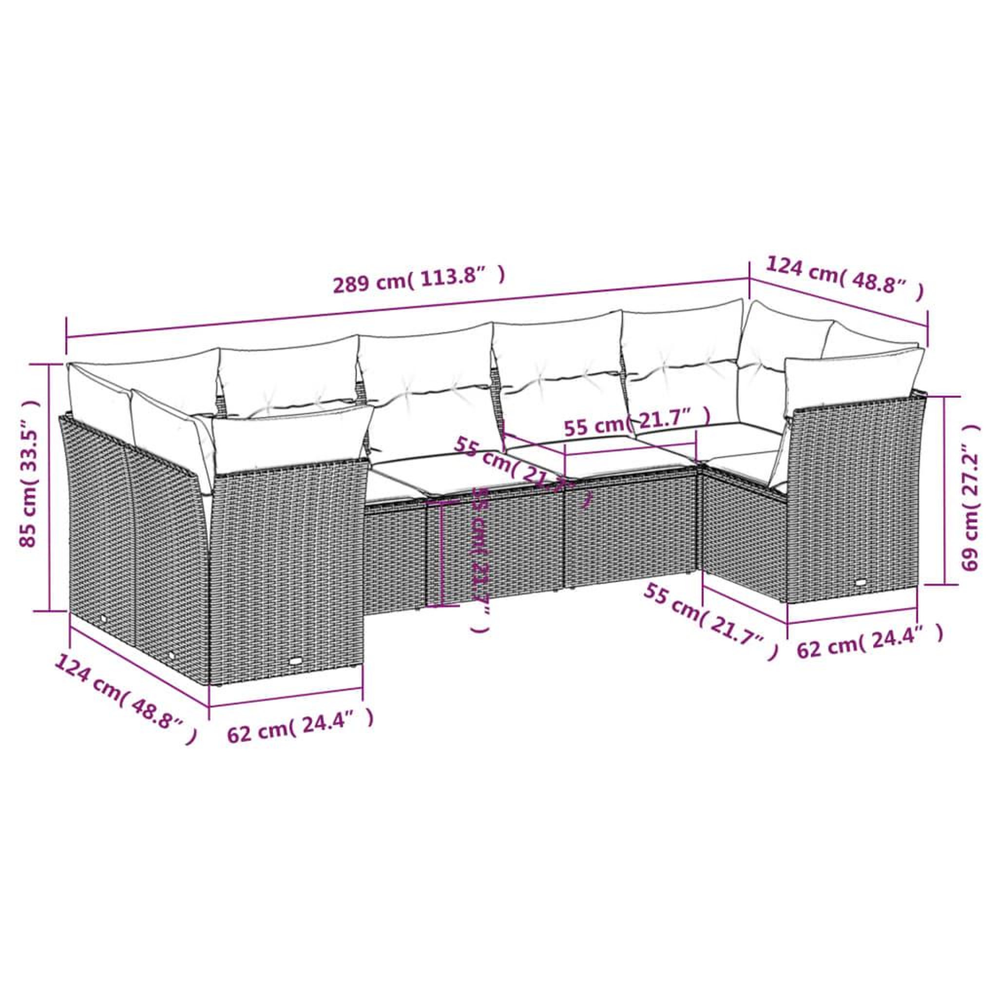Voir la diapositive 4 : VIDAXL Salon de jardin avec coussins 7 pcs beige resine tressee