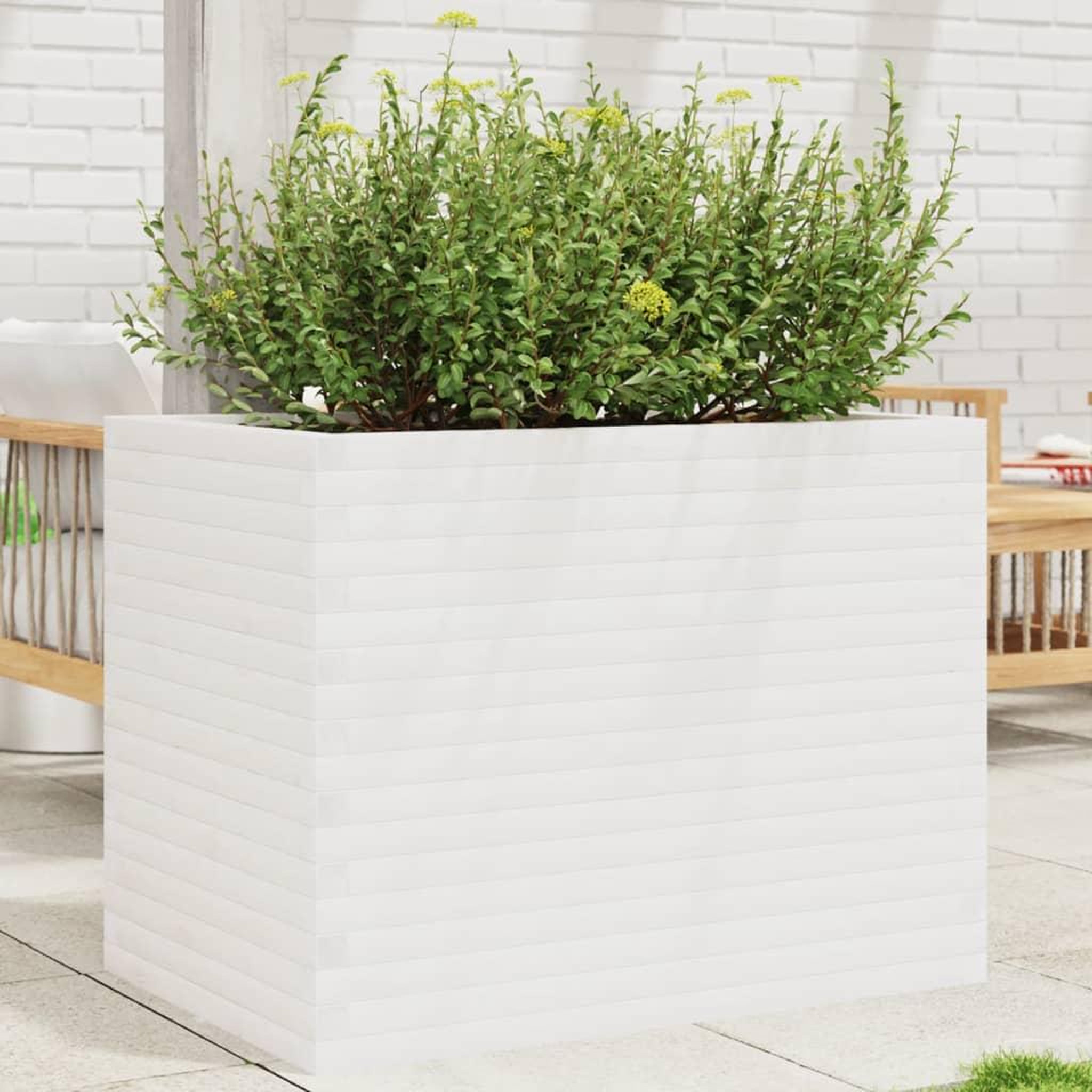 VIDAXL Jardiniere blanc 90x60x68,5 cm bois de pin massif