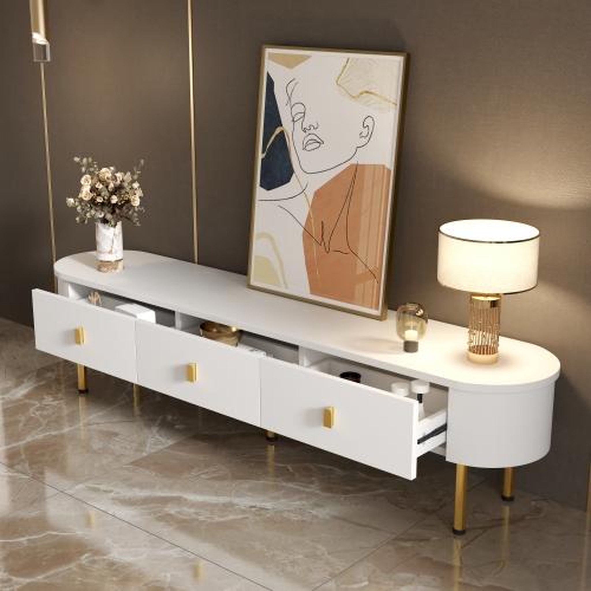 Voir la diapositive 5 : MERAX Meuble tv blanc 174 cm mdf
