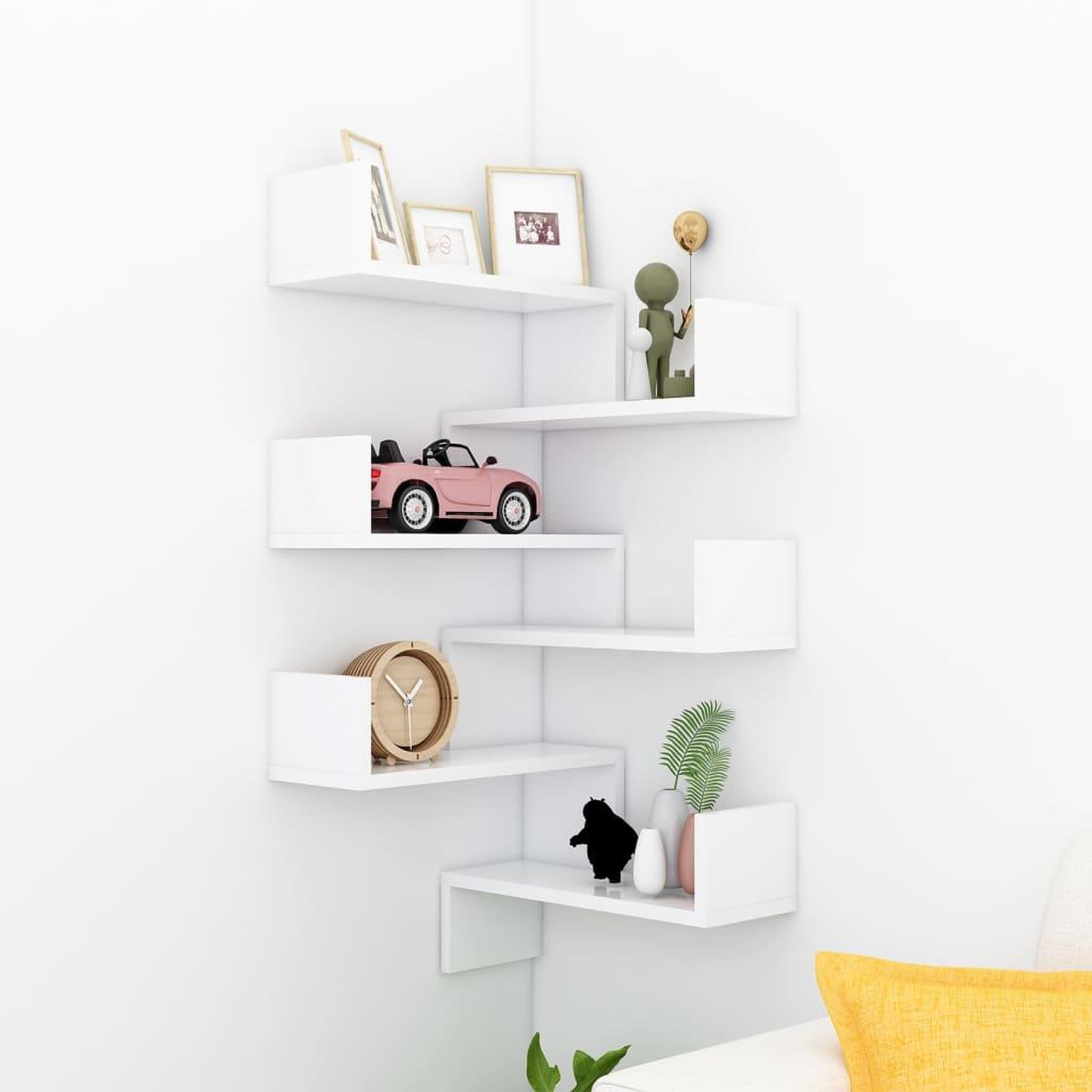 Voir la diapositive 1 : VIDAXL Etageres murales d'angle 2 pcs Blanc 40x40x50cm bois ingenierie