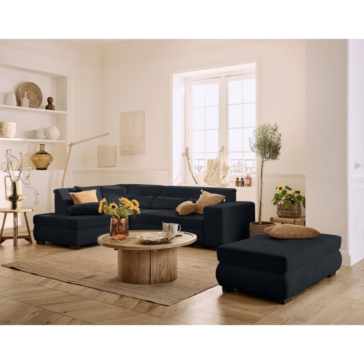 LISA DESIGN Vermont - canapé d'angle gauche - 5 places - convertible - en velours côtelé