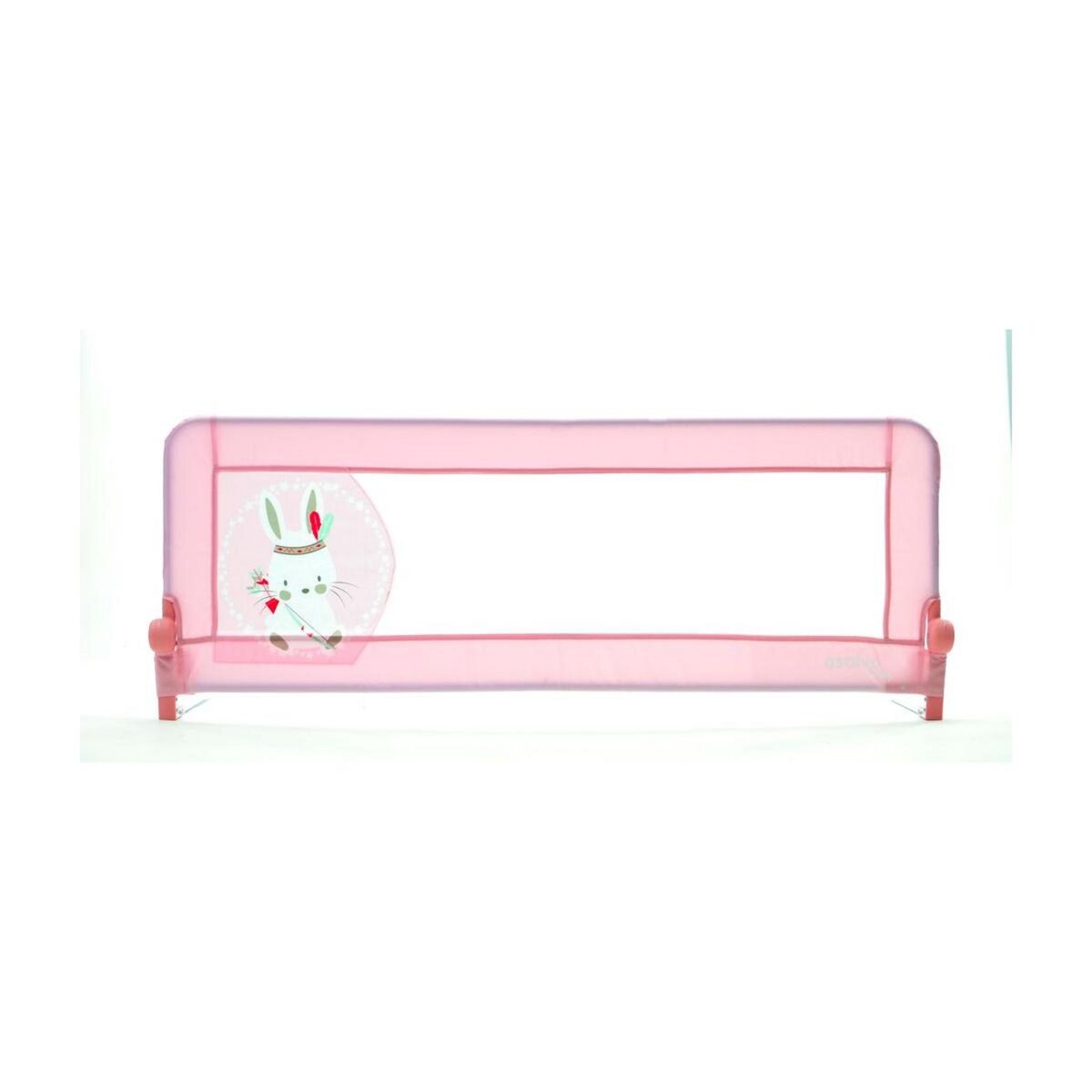 Asalvo Barrière de lit 2 en 1 rose avec motif de lapin - Sécurité et confort pour enfants