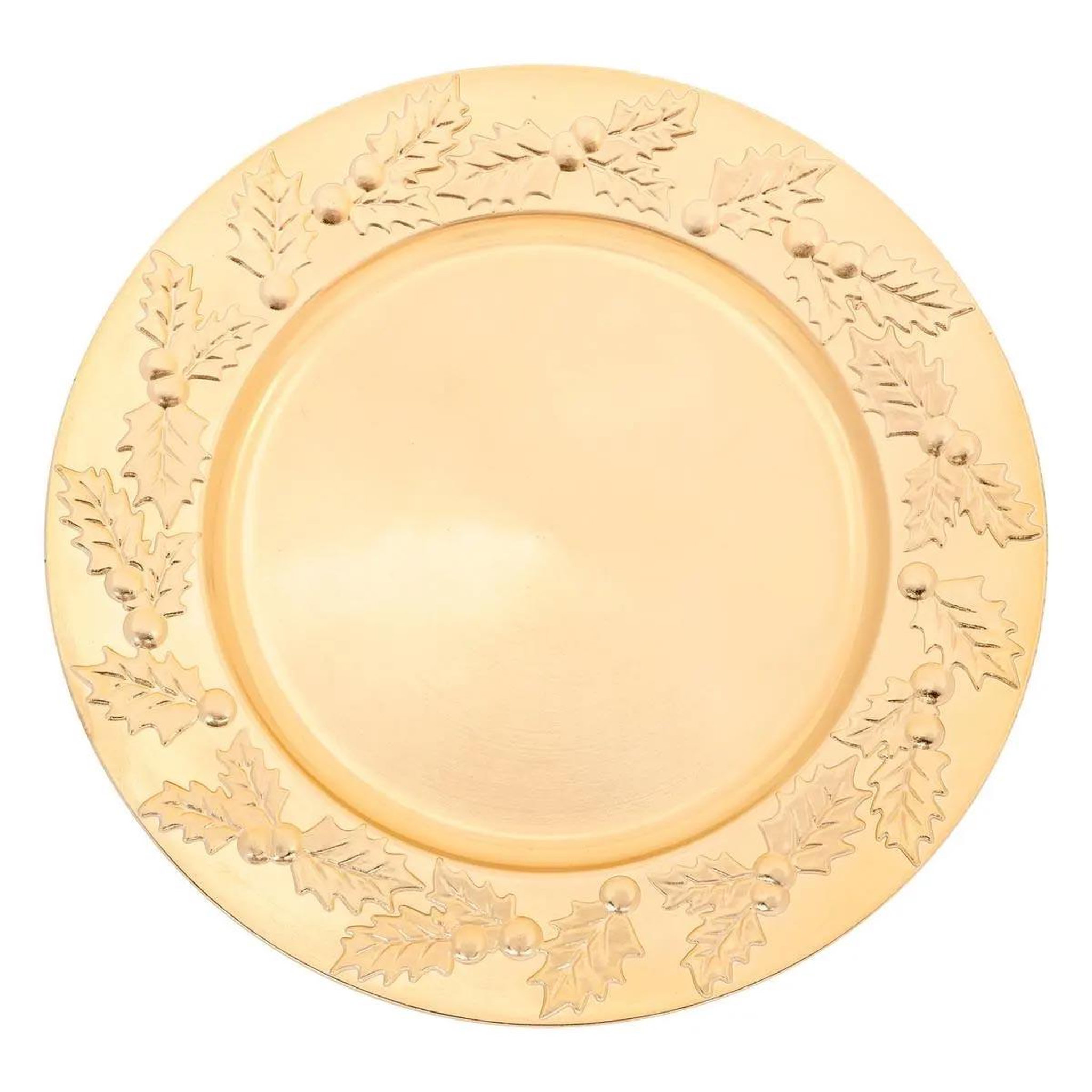ATMOSPHERA Assiette de présentation  houx  33cm doré