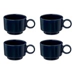 SECRET DE GOURMET Lot de 4 Tasses à Café  Anne  10cl Bleu Encre