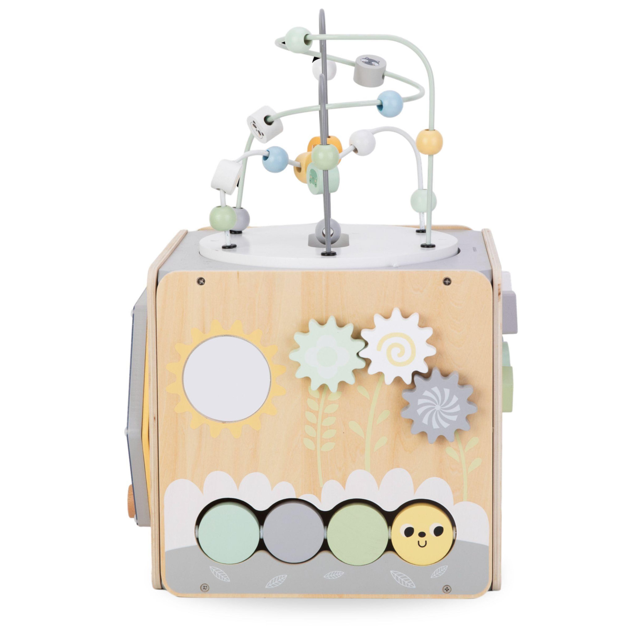 Voir la diapositive 4 : MAMABRUM Grand cube d'activités Montessori en bois avec boucle motrice