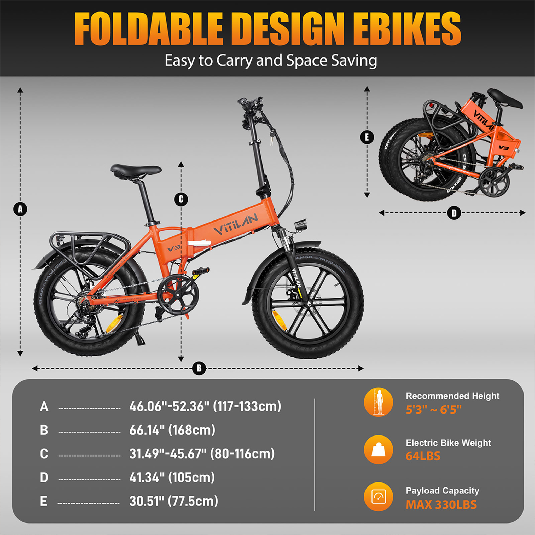 Voir la diapositive 2 : VITILAN Vélo électrique tout-terrain pliable Vitilan V3 2.0