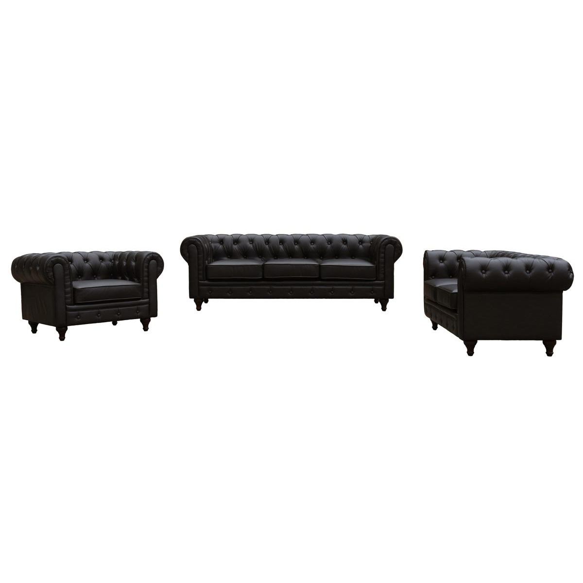 Habitat et Jardin Canapé fixe Chesterfield  Aliza  - 204 x 80 x 58 cm - 3 places - Marron