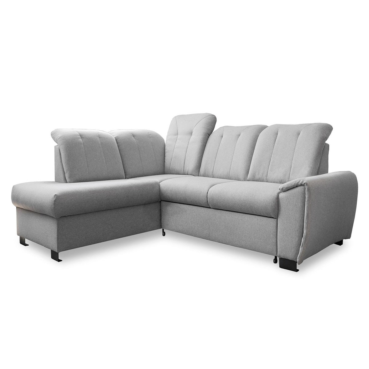 BEST MOBILIER Paul - canapé d'angle gauche - 5 places - convertible avec coffre et têtières - en tissu