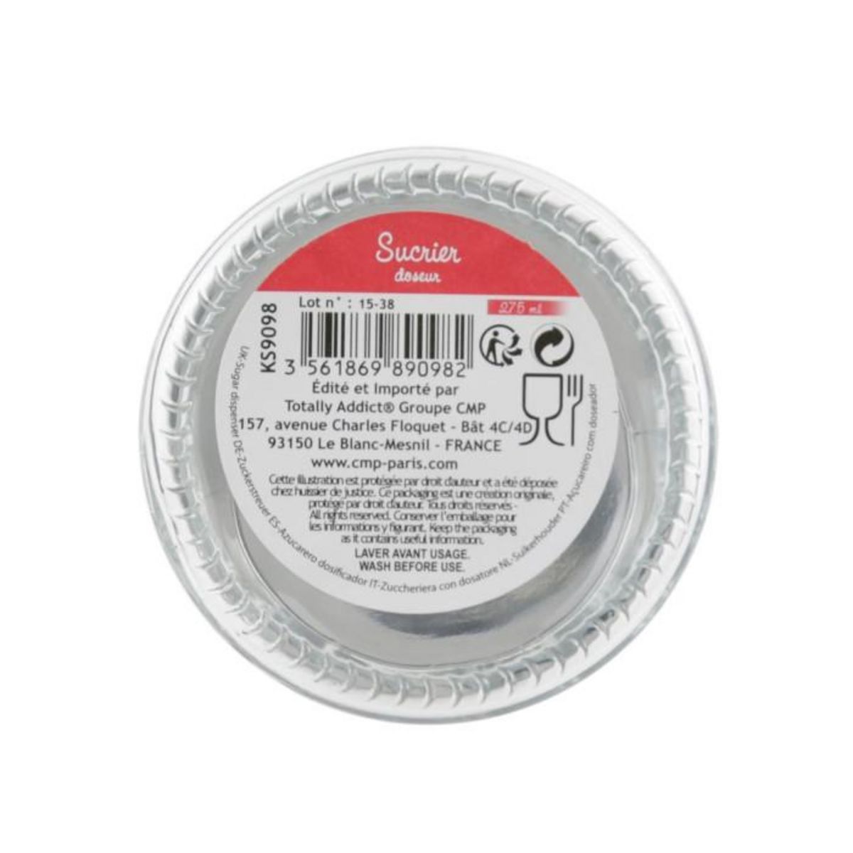 Paris Prix Sucrier Doseur  Cuisine  275ml Transparent