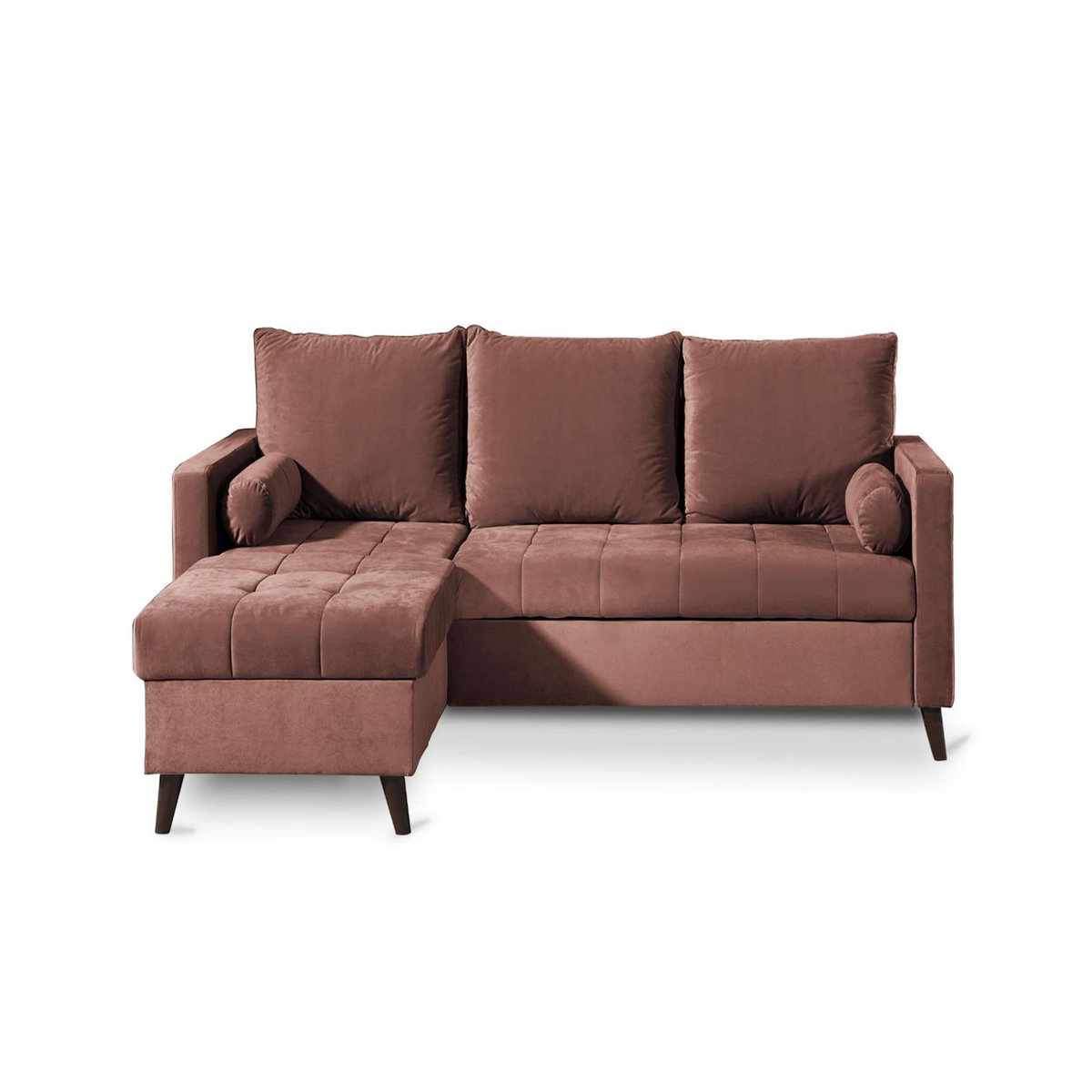 BEST MOBILIER Polar - canapé d'angle réversible convertible - en velours au design scandinave - 4 places