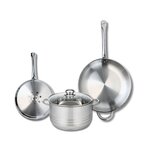 ELO Ensemble de 2 Poêles de cuisson 24 et 32 cm et 1 faitout 24 cm Elo Profi Brillant