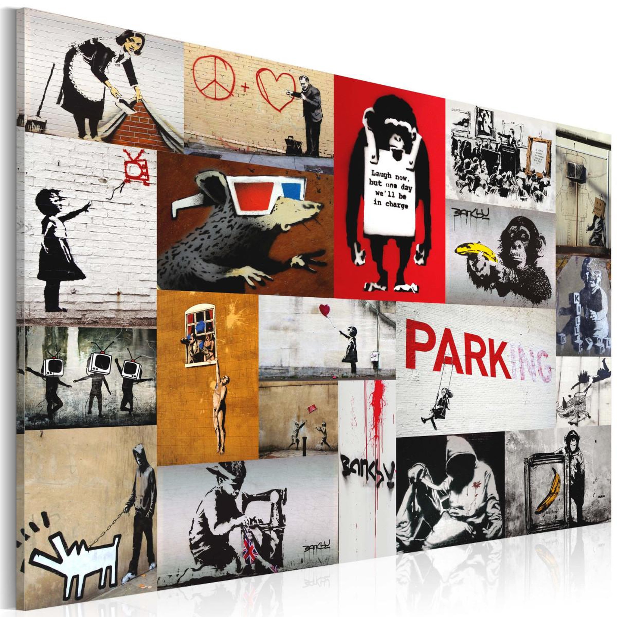 Paris Prix Tableau imprimé  banksy - collage. Coloris disponibles : Multicolore