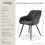 Voir la diapositive 6 : tectake Chaise de salle à manger rembourrée en velours côtelé anthracite-noir Lot de 6