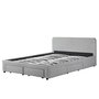 Cadre de lit avec 2 tiroirs à l'avant, 1 tiroir à gauche , 1 tiroir à droite en tissu gris clair 160x200 MORA